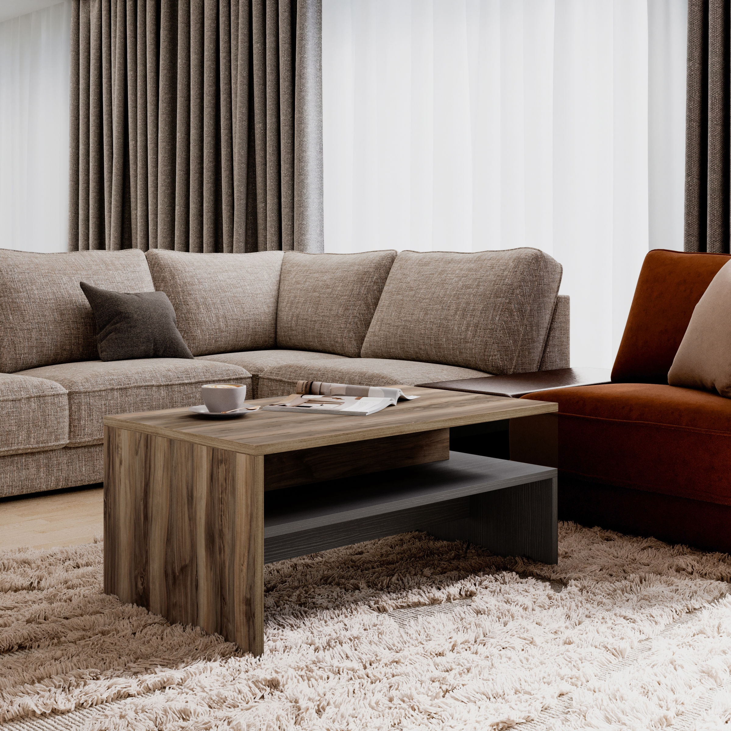 Konferenční stolek Baros 100x60 cm - touchwood / ořech satin stolek kawowy Baros 99 - 100x60 cm - touchwood / ořech sattin