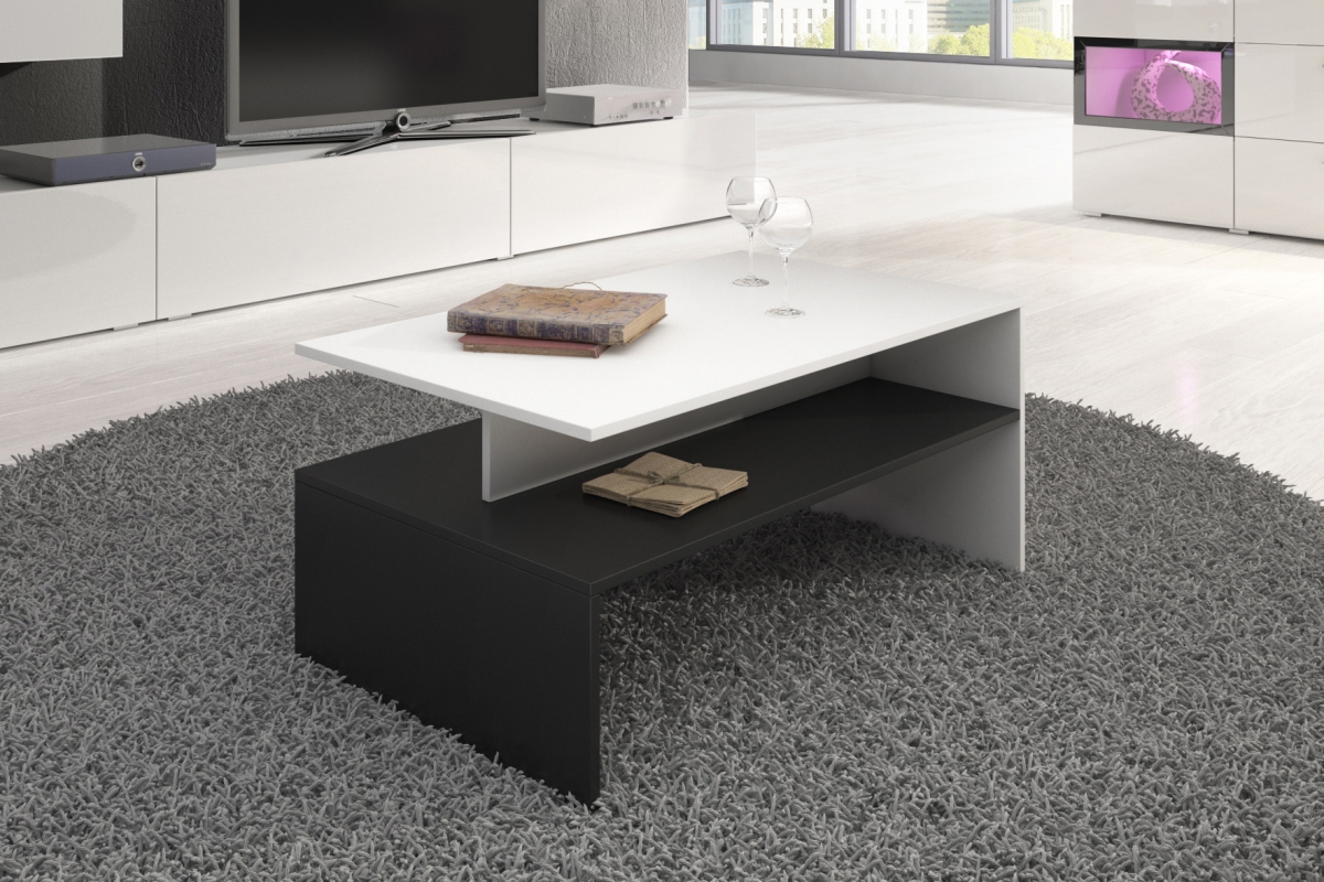 Konferenční stolek Baros 100x60 cm - bílá / černá stolek kawowy Baros 99 z polka 100 cm - bílá / černá