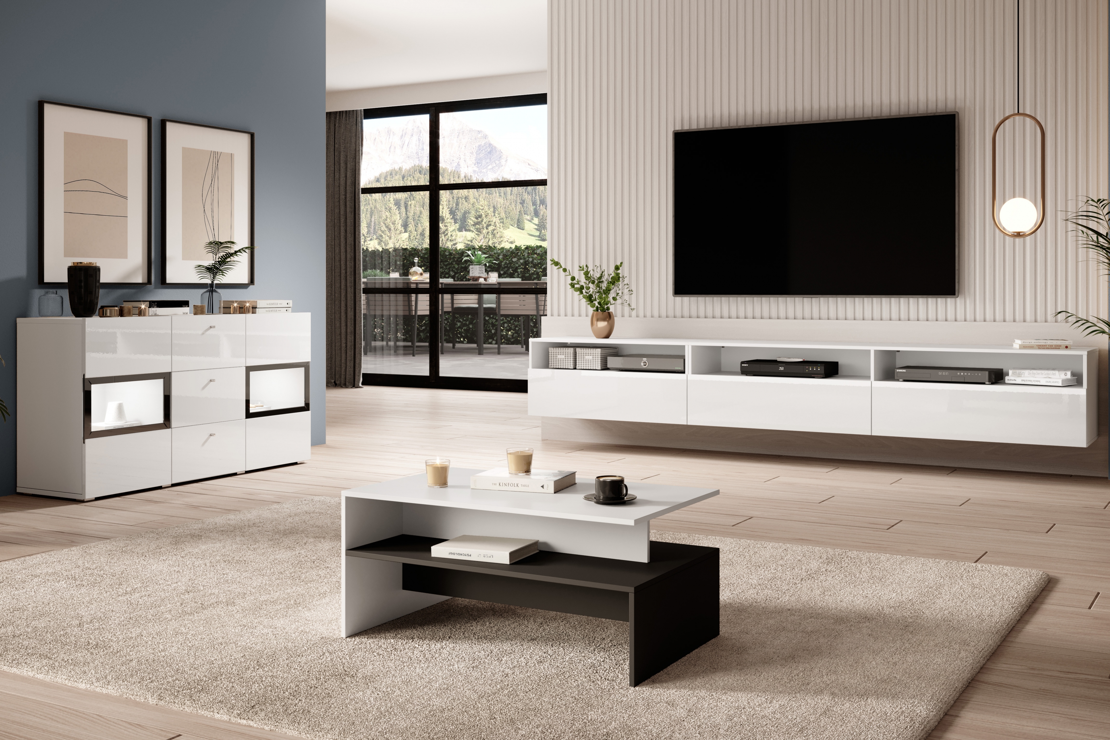 Konferenční stolek Baros 100x60 cm - bílá / černá stolek kawowy Baros 99 z polka 100 cm - bílá / černá