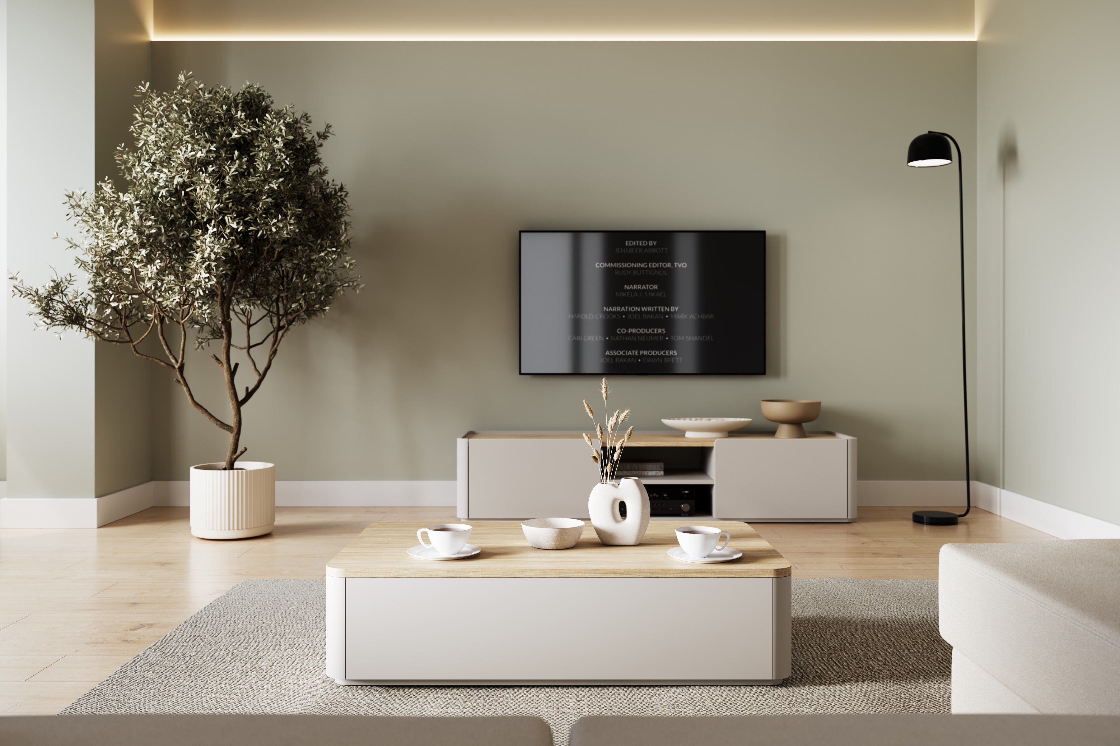 Konferenčný stolík Elivo 100 cm so zásuvkami - kašmír / olejovaný dub Stolík kawowy Elivo 100 cm so zásuvkami - kašmír / Dub olejowany