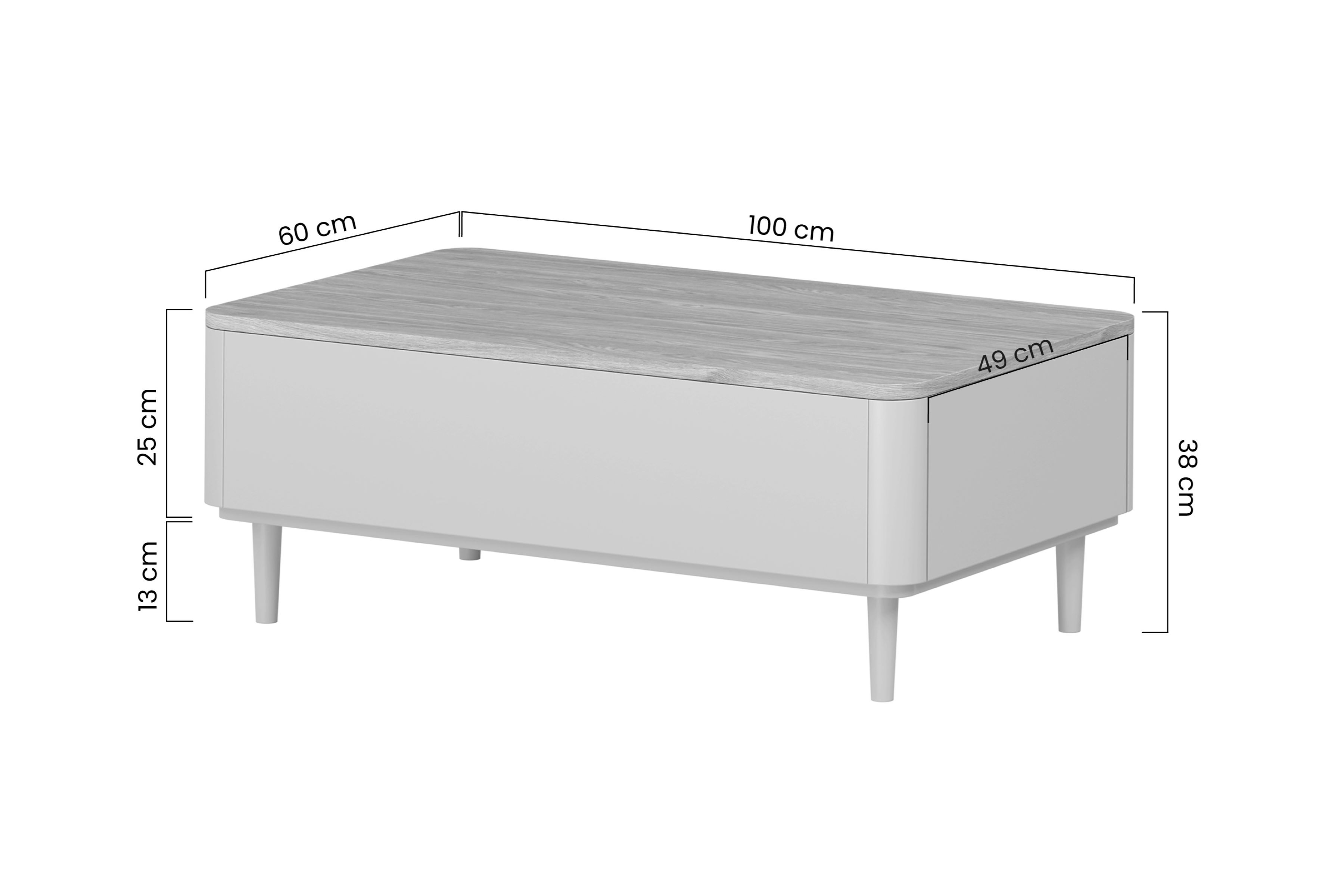 Konferenčný stolík Elivo 100 cm na nožičkách - eukalyptus / dub baltic dune Stolík kawowy Elivo 100 cm so zásuvkami na nôžkach - eukaliptus / Dub baltic dune