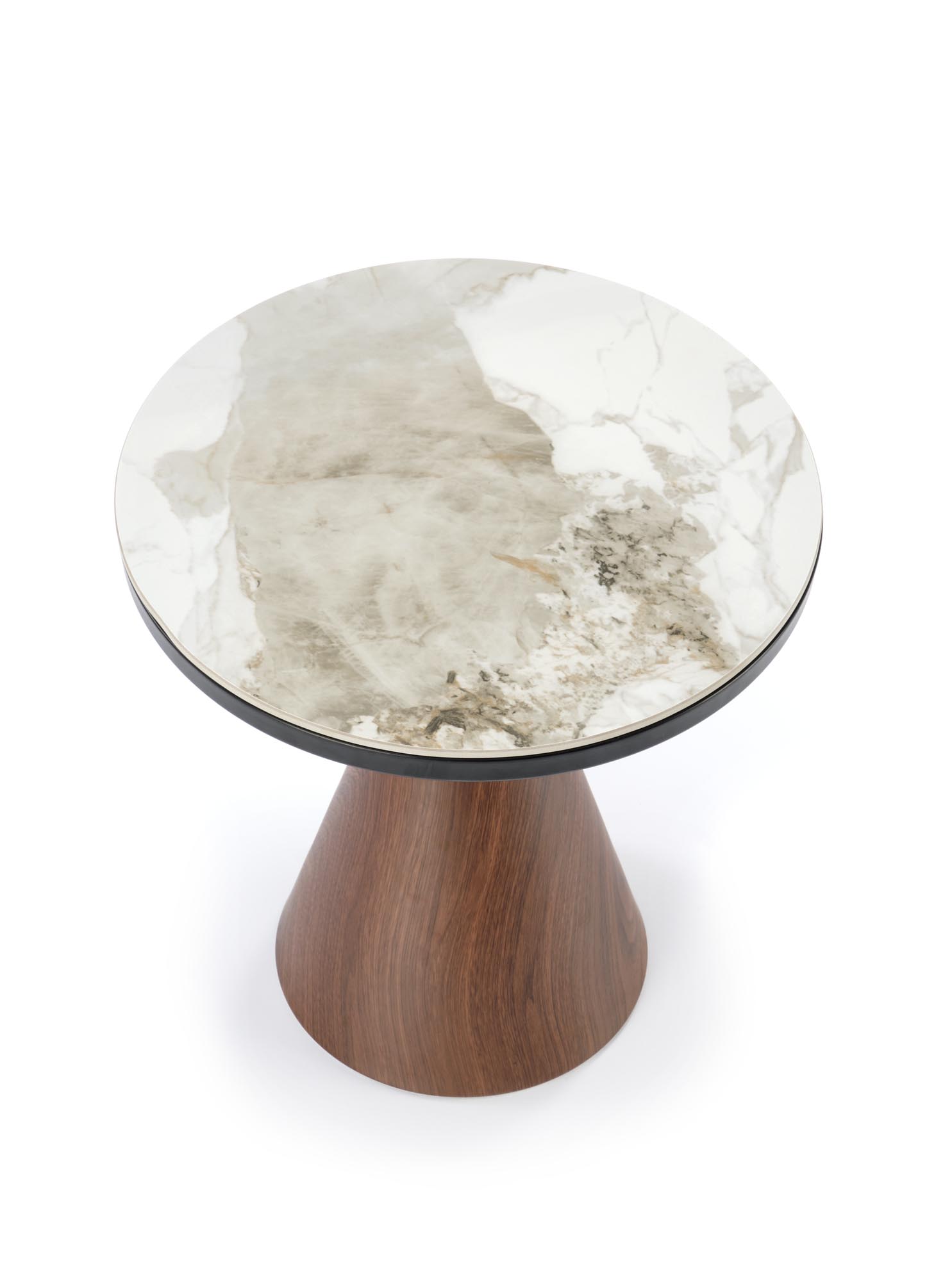 Genesis S dohányzóasztal - fehér márvány / dió / arany stolek kawowy genesis s - Bílý mramor / ořechový / Žlutý