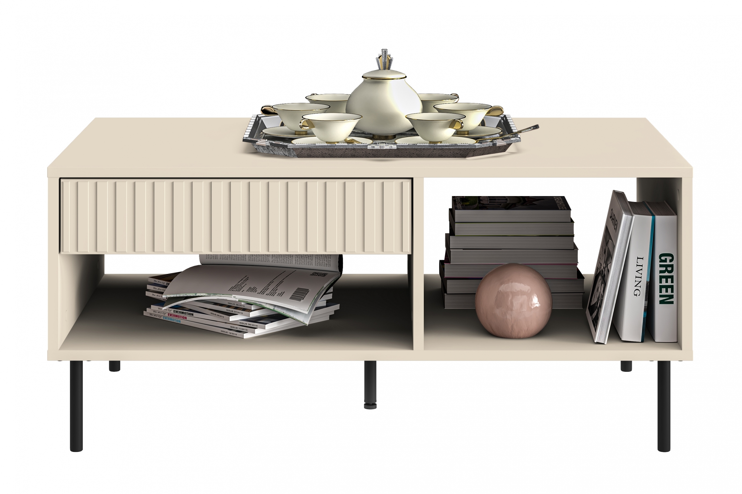 Konferenčný stolík Jamuzi 100x60 cm - kašmír / čierne nožičky Konferenčný stolík Jamuzi 10 - 100x60 cm - kašmír / čierny nozki