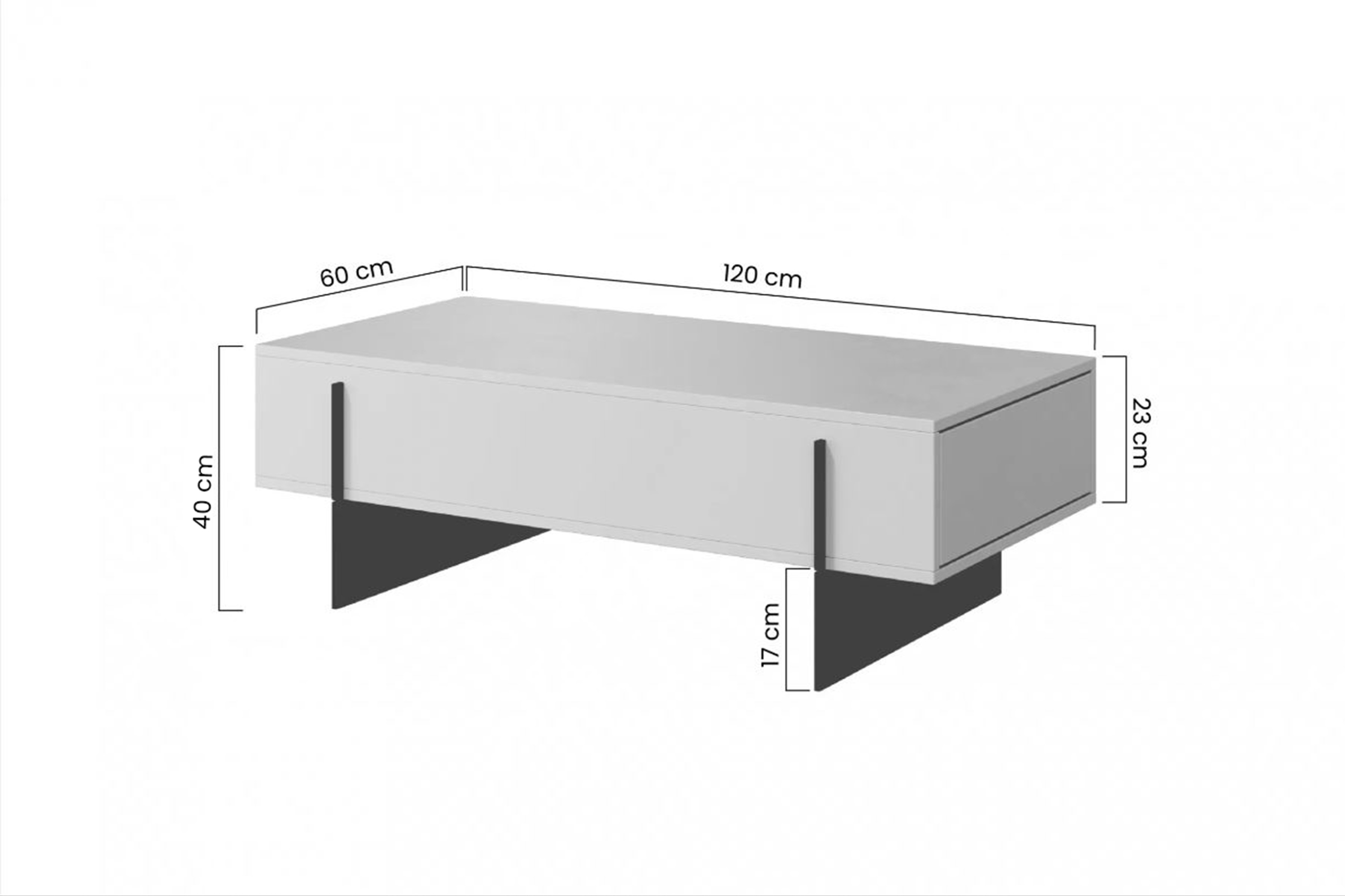 Konferenční stolek Larena se zásuvkami 120 cm - černý beton / černé nožky stolek kawowy Larena se zásuvkami 120 cm - černá beton / černá nozki - Limitowana oferta