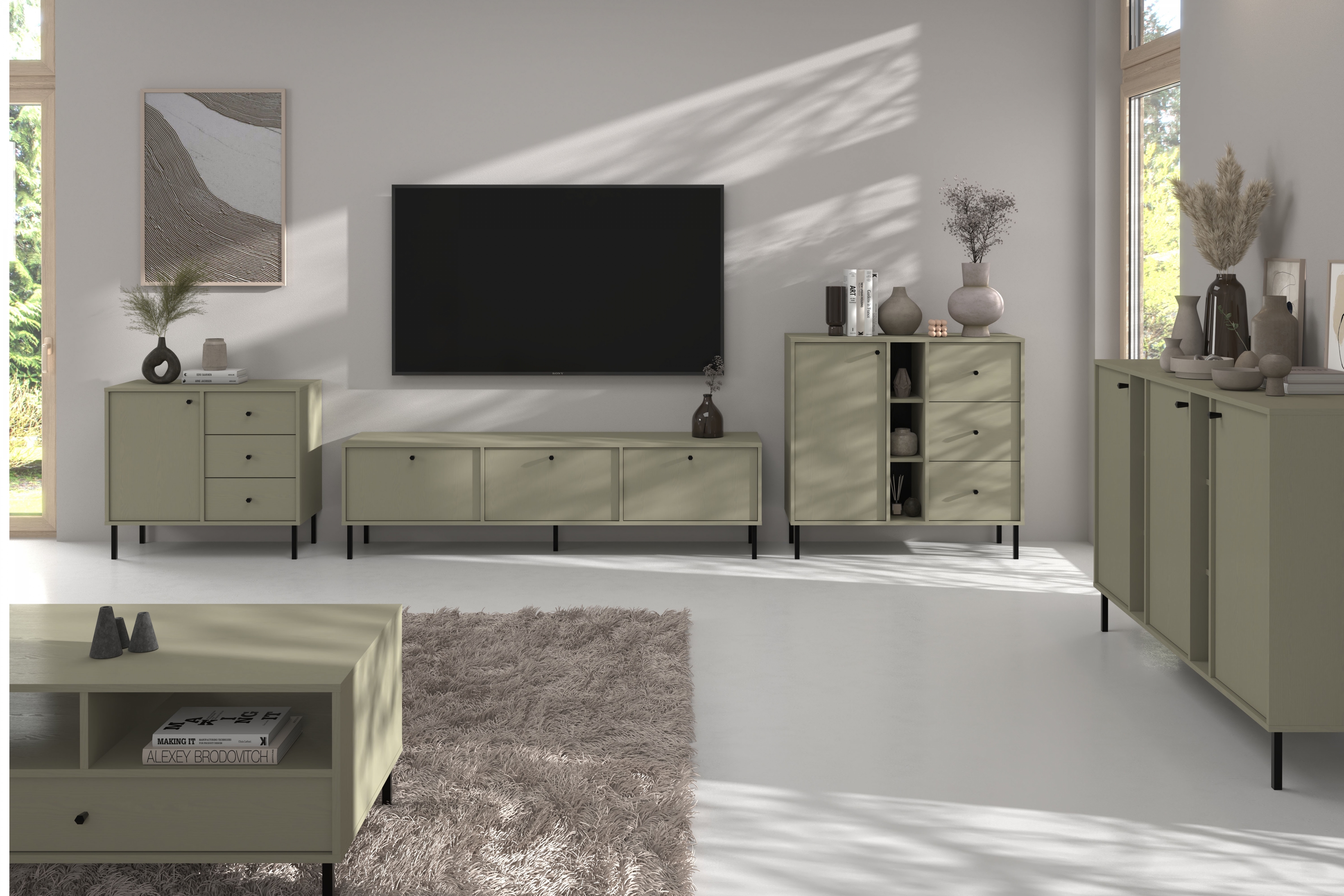 Konferenčný stolík Lotina II 1S 100x65 cm - eukalyptus / čierne nožičky Konferenčný stolík Lotina II 1S z szuflada 100x65 cm - eukaliptus / čierny nožičky