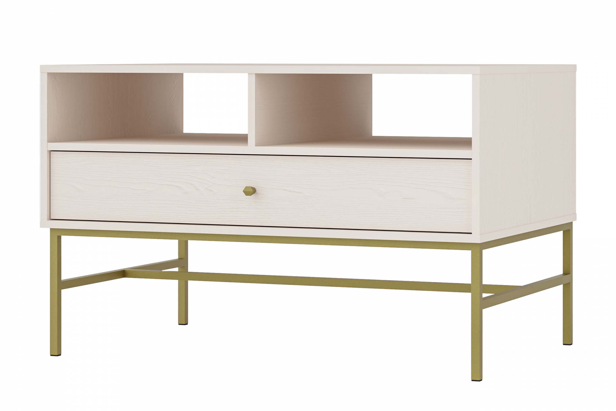 Konferenčný stolík Lotina III 1S 100x65 cm - béžová / zlaté nohy Konferenčný stolík Lotina III 1S z szuflada 100x65 cm - Béžová Pieskový / zlote nožičky