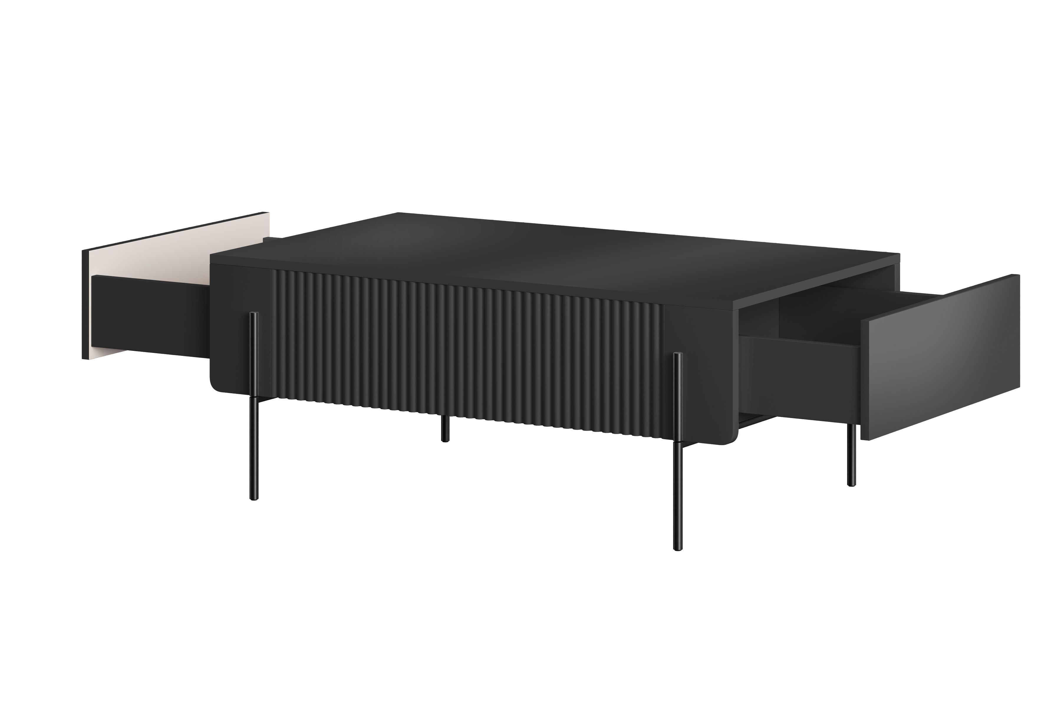 Konferenční stolek se zásuvkami Malmi 100 cm - černý mat / černé nožky stolek kawowy Malmi 100 cm se zásuvkami - černá mat / černá nozki