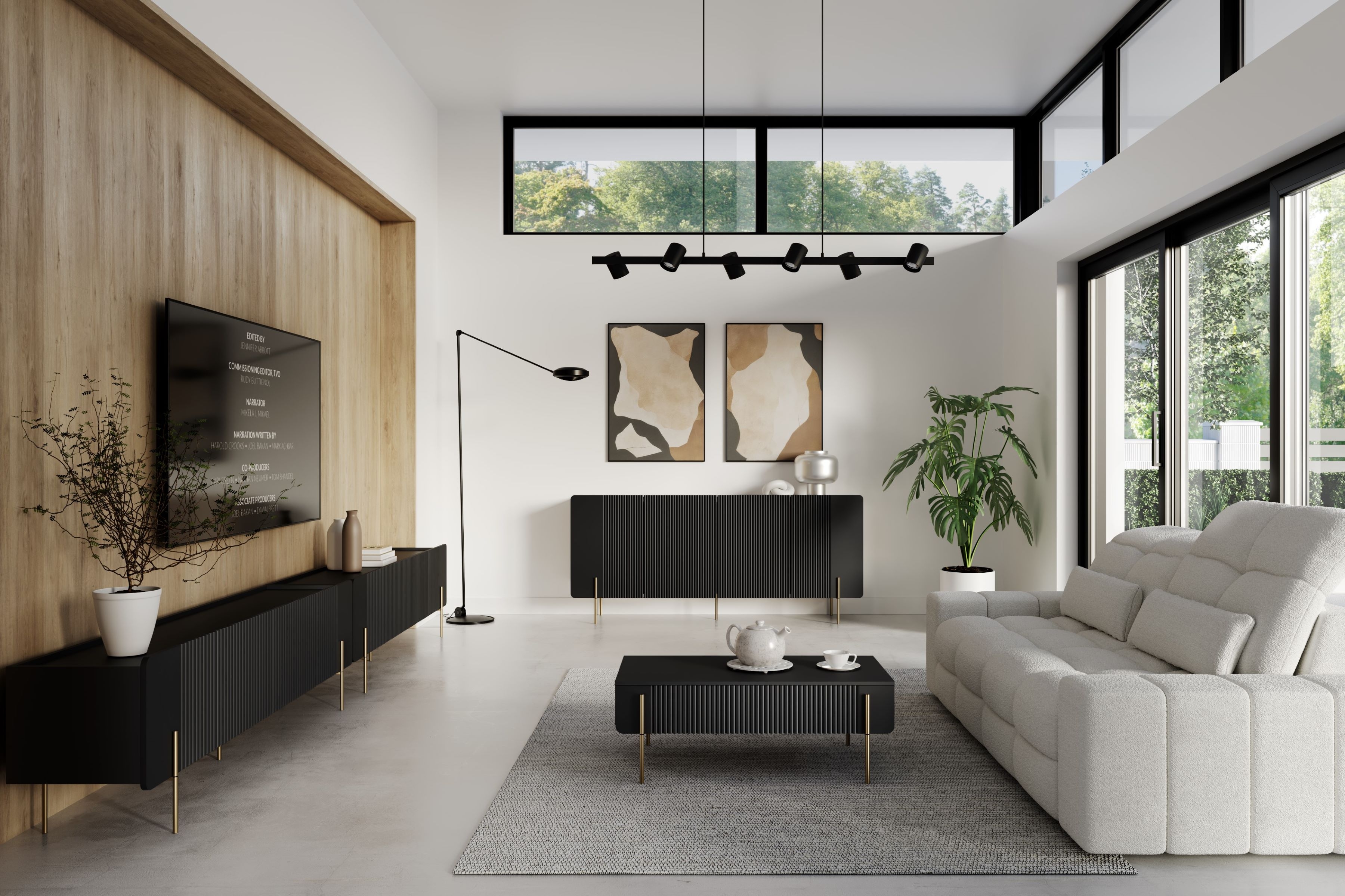 Konferenční stolek se zásuvkami Malmi 100 cm - černý mat / zlaté nožky stolek kawowy Malmi 100 cm se zásuvkami - černá mat / zlote nozki