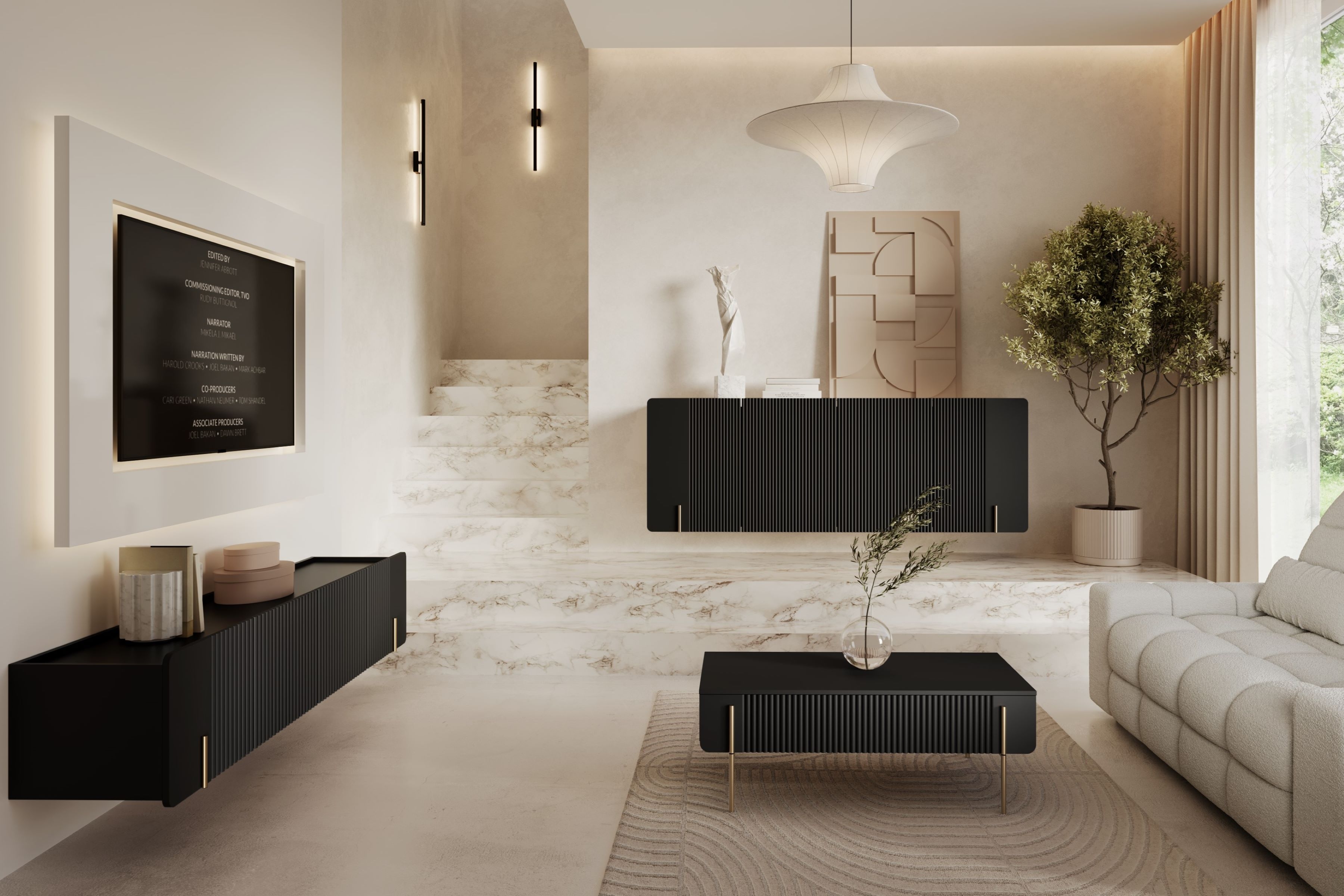 Konferenční stolek se zásuvkami Malmi 100 cm - černý mat / zlaté nožky stolek kawowy Malmi 100 cm se zásuvkami - černá mat / zlote nozki