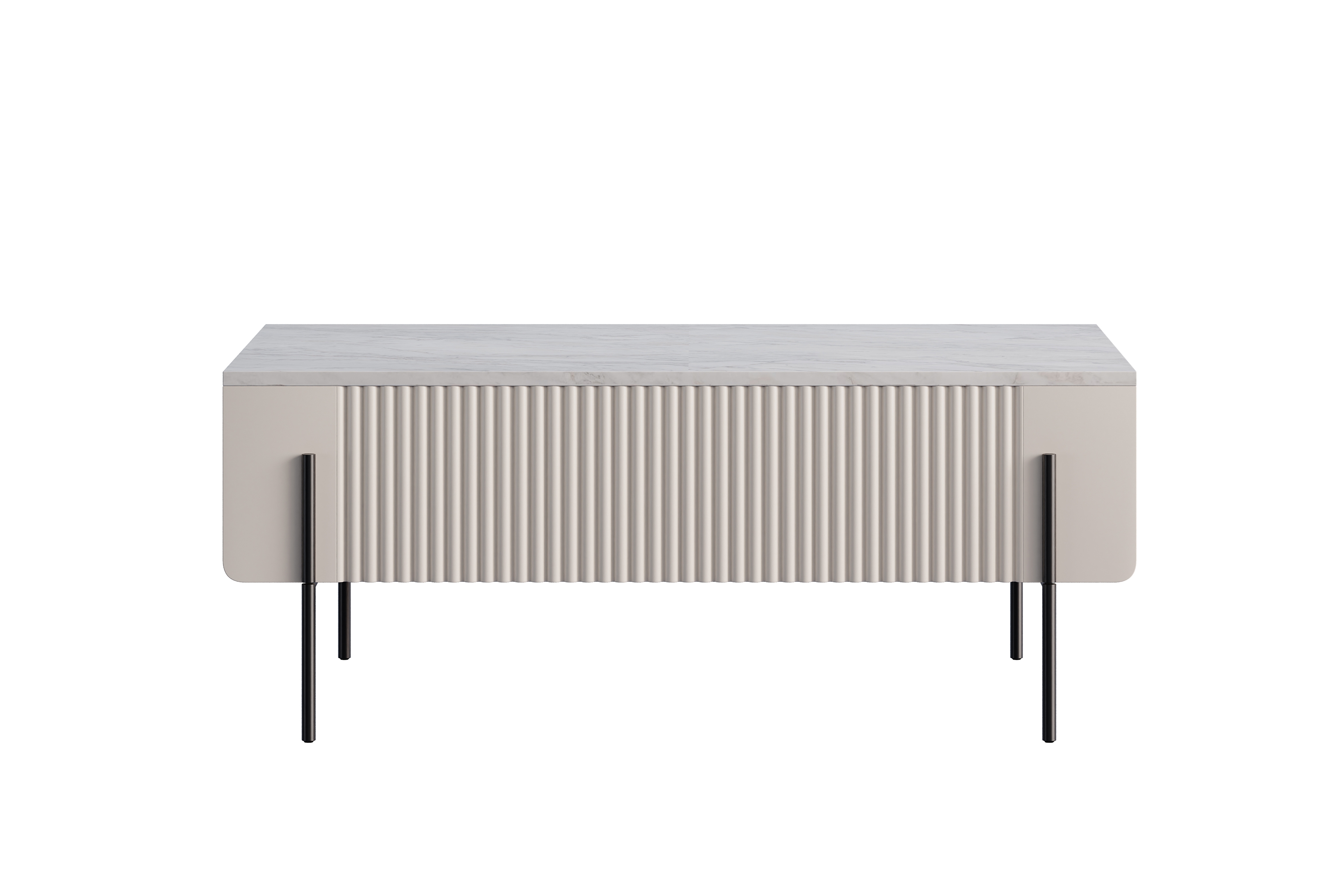 Konferenčný stolík Malmi 100 cm - kašmírová / crema bianca / čierna Konferenčný stolík Malmi 100 cm so zásuvkami - kašmír / crema bianca / čierny nozki