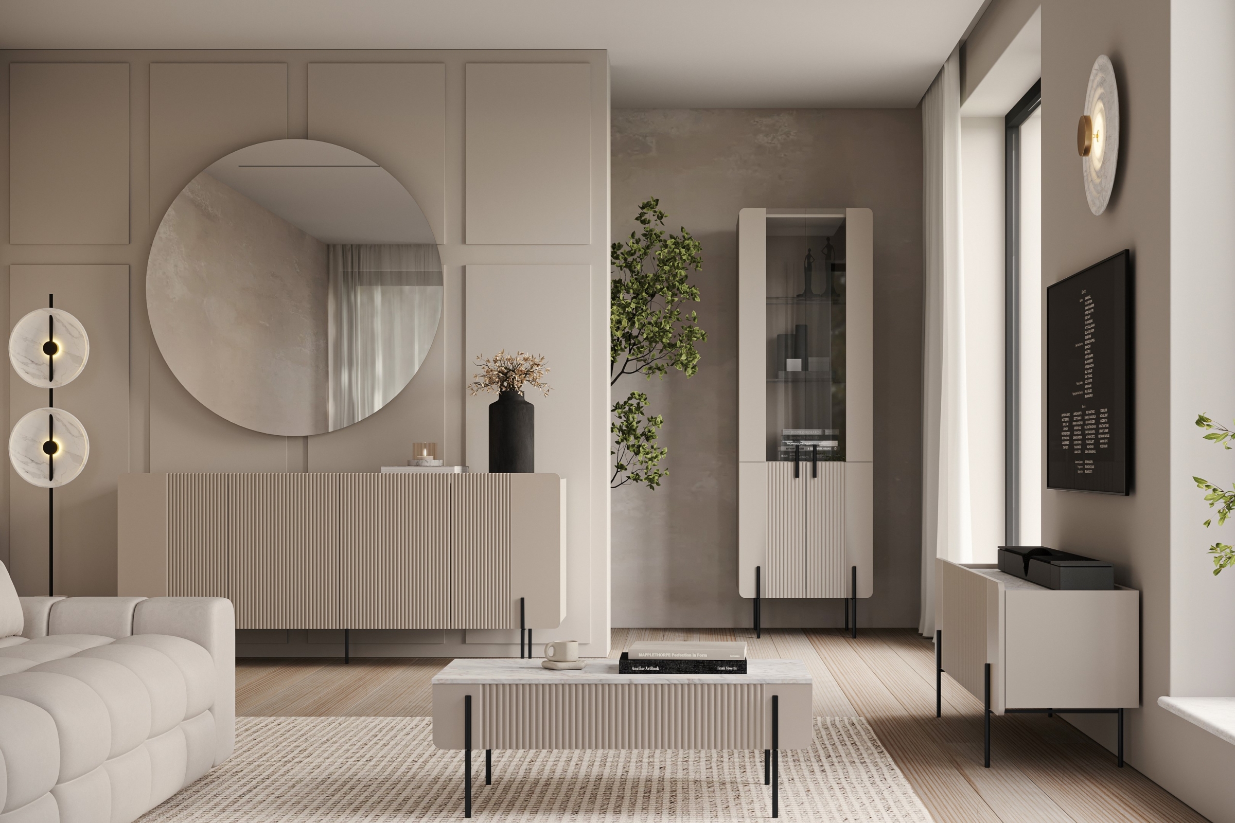 Konferenčný stolík Malmi 100 cm - kašmírová / crema bianca / čierna Konferenčný stolík Malmi 100 cm so zásuvkami - kašmír / crema bianca / čierny nozki