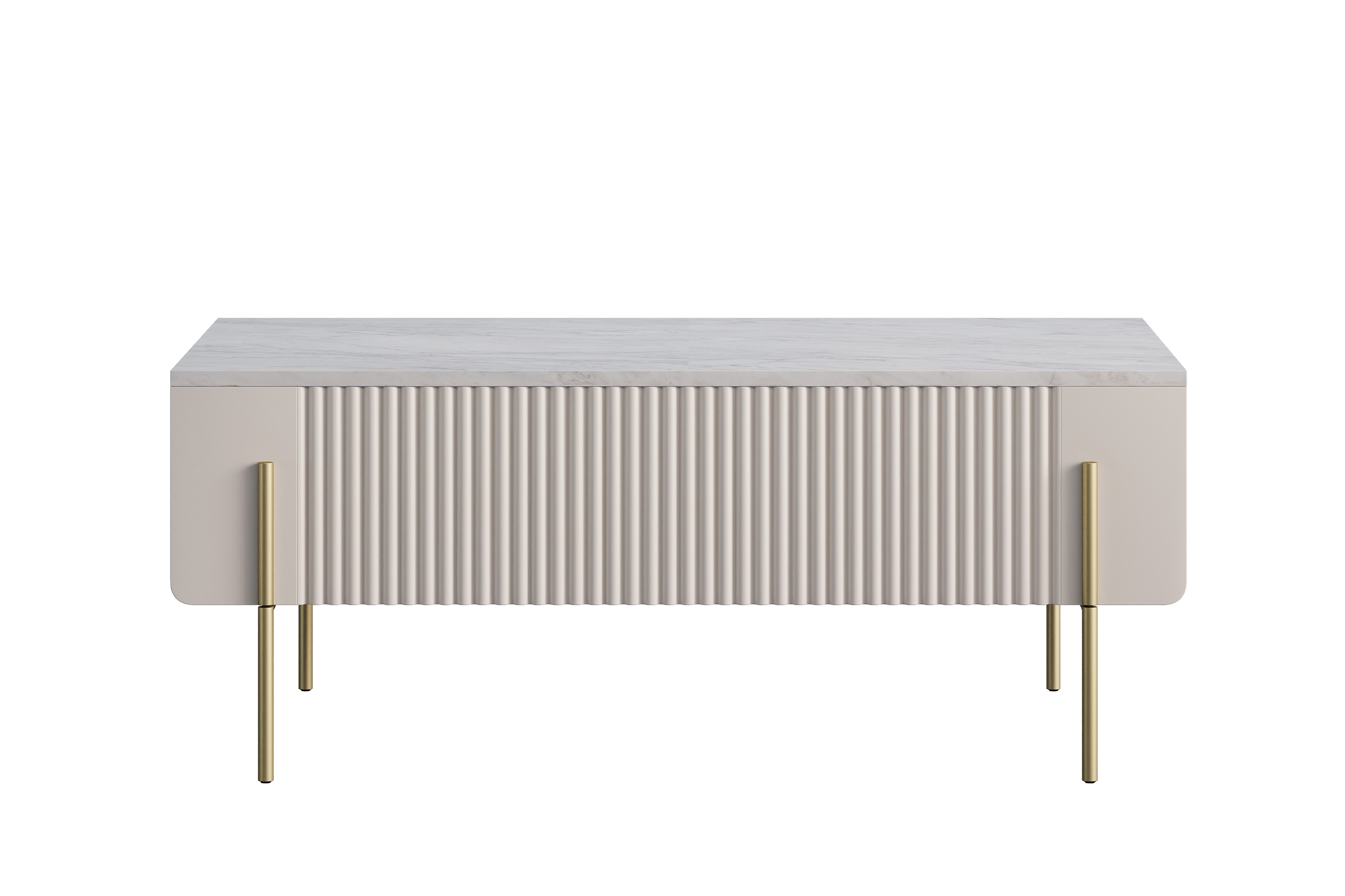 Konferenčný stolík Malmi 100 cm - kašmírová / crema bianca / zlatá Konferenčný stolík Malmi 100 cm so zásuvkami - kašmír / crema bianca / zlote nozki