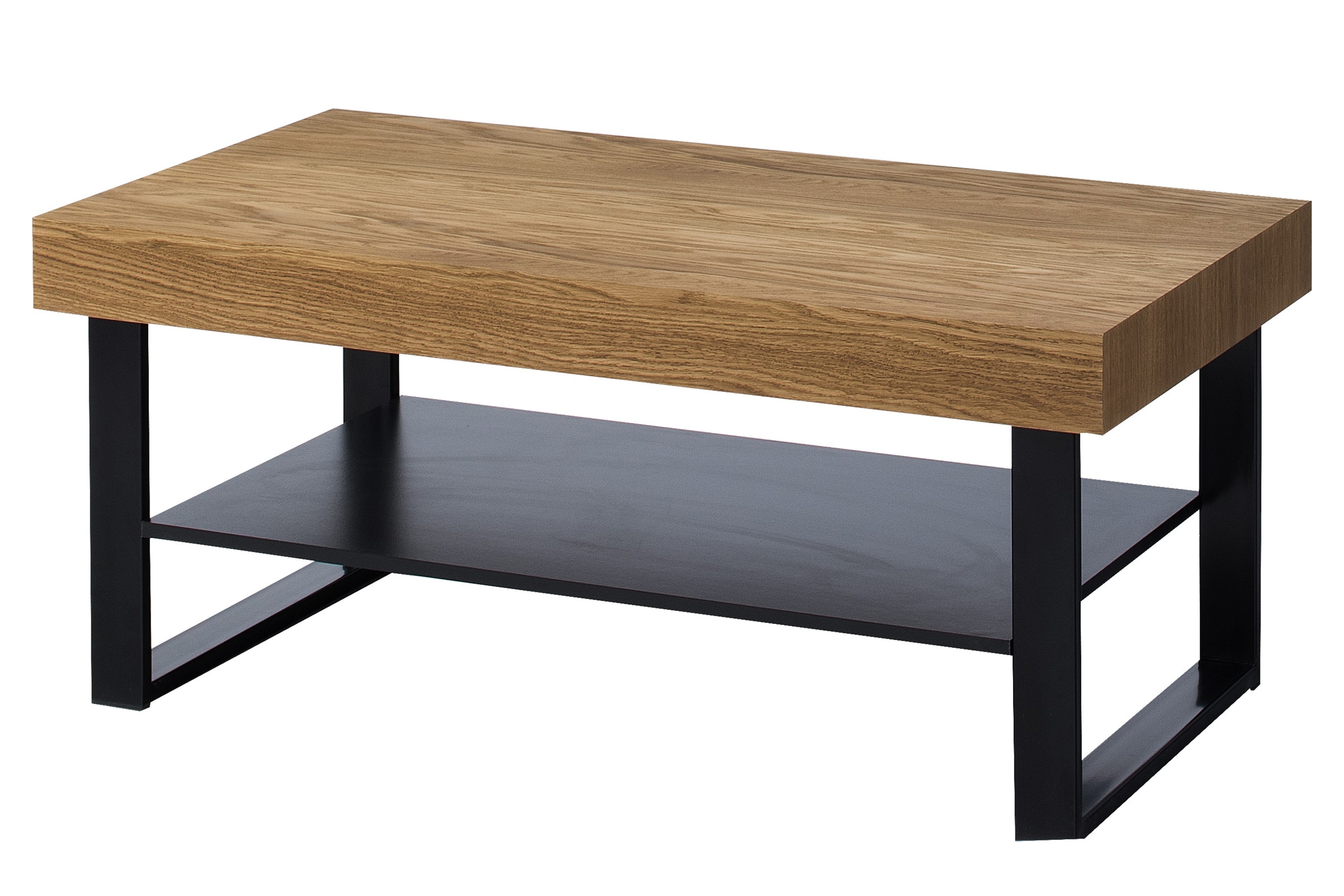 Konferenčný stolíkdo obývačky Mosaic 41 Konferenčný stolík Mosaic 41 z polka i  metalowymi nogami 110x60 cm - Dub medový / Čierny mat