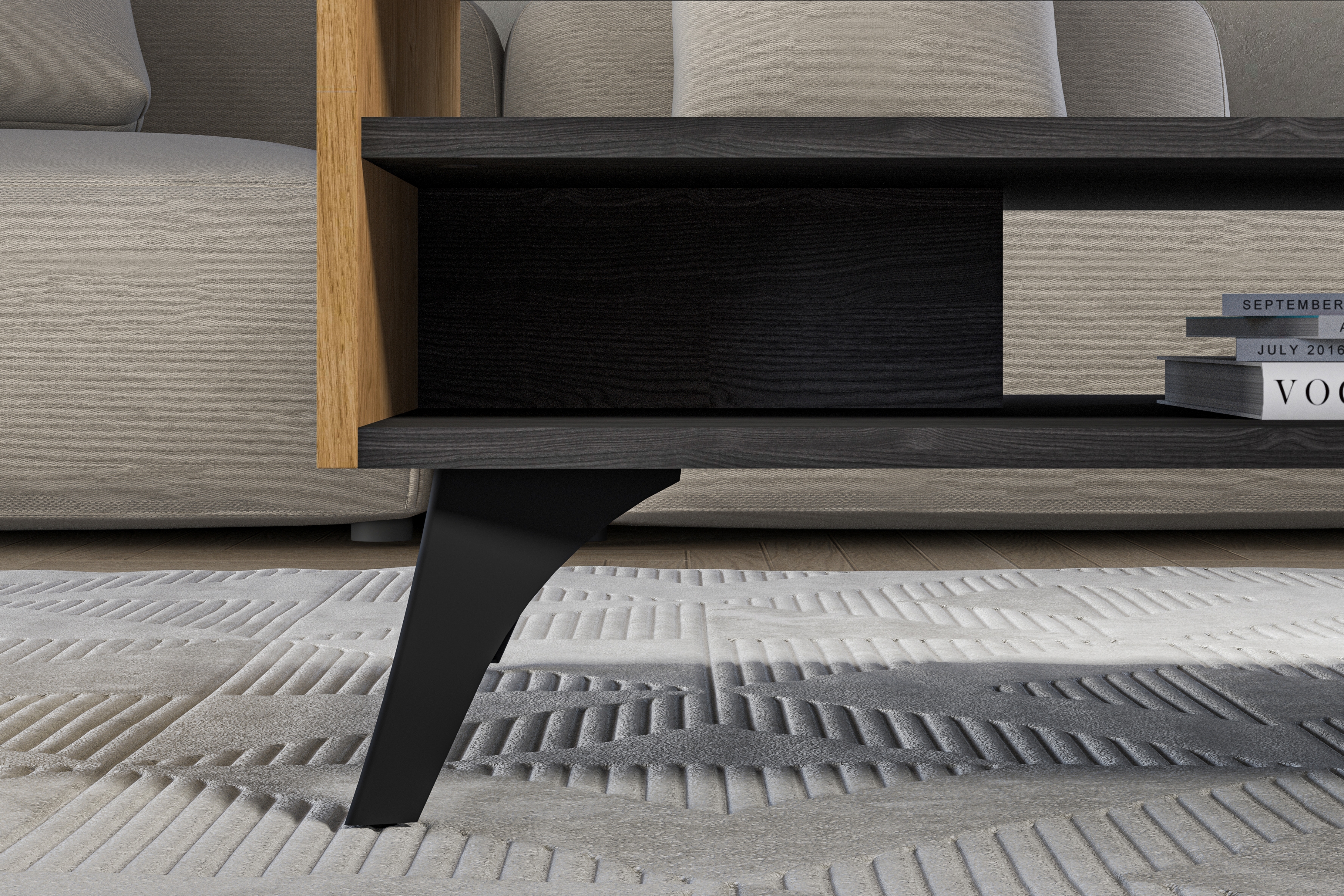 Konferenční stolek Natina 07 90x60 cm - dub baltic dune / černý jasan portland stolek kawowy Natina 07 - 90x60 cm - dub baltic dune / jasan portland černá