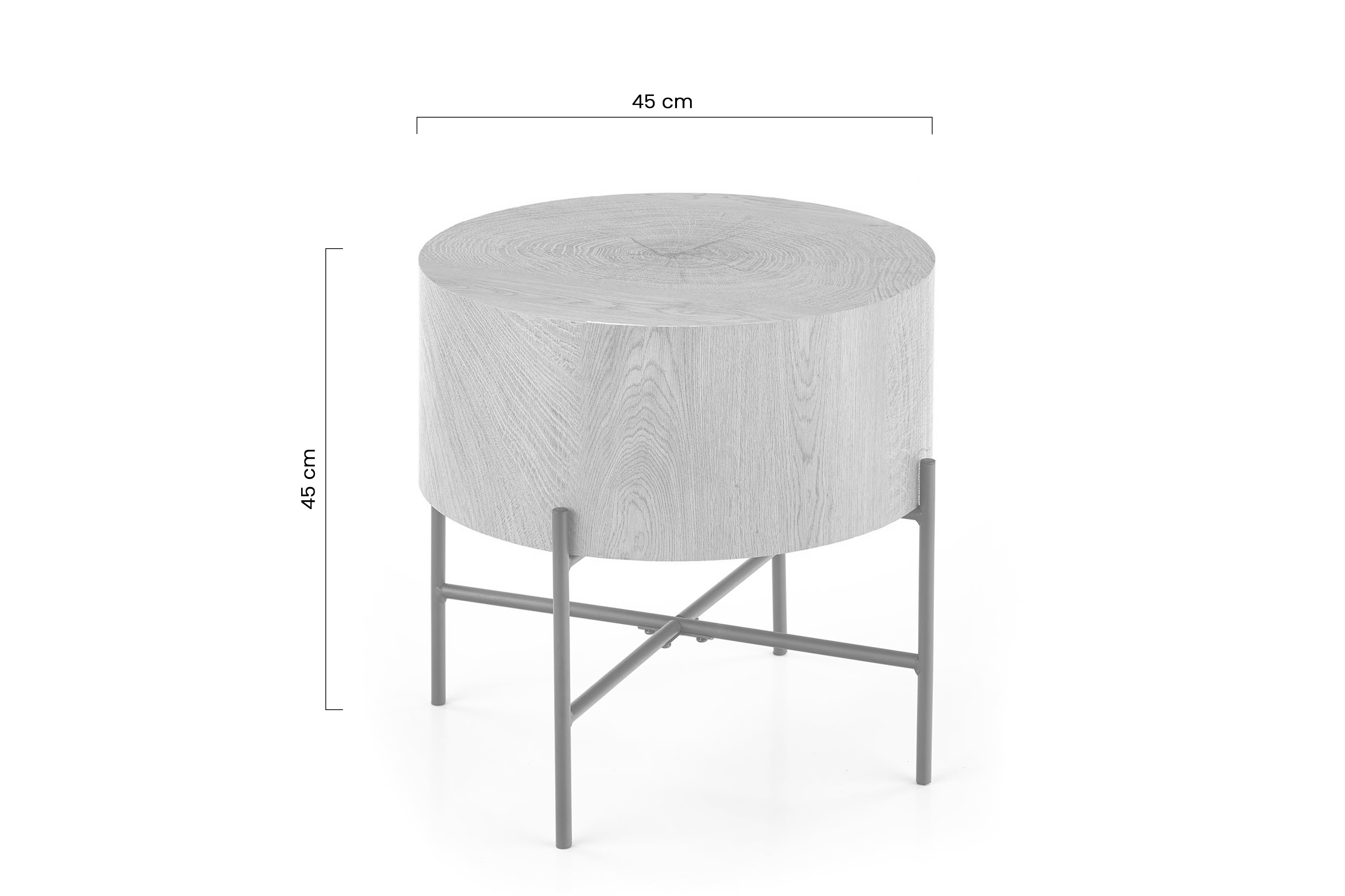 Kulatý konferenční stolek Liviano 45 cm - přírodní dub / černá stolek kawowy okragly Brooklyn 45 cm z metalowymi nogami - dub přírodní / černá