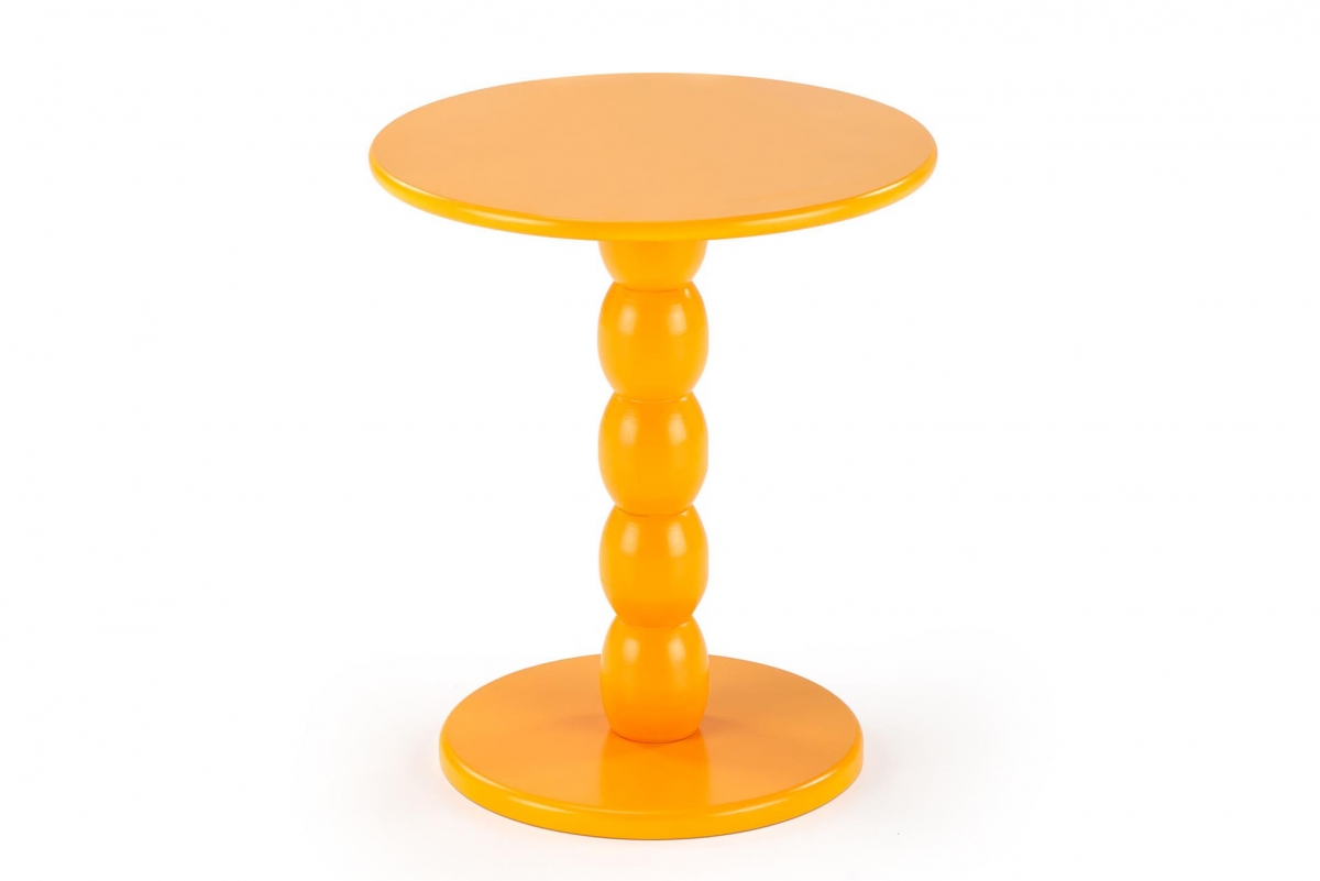 Kulatý konferenční stolek Cirilla 40 cm - hořčicová stolek kawowy okragly Cirilla 40 cm - hořčice