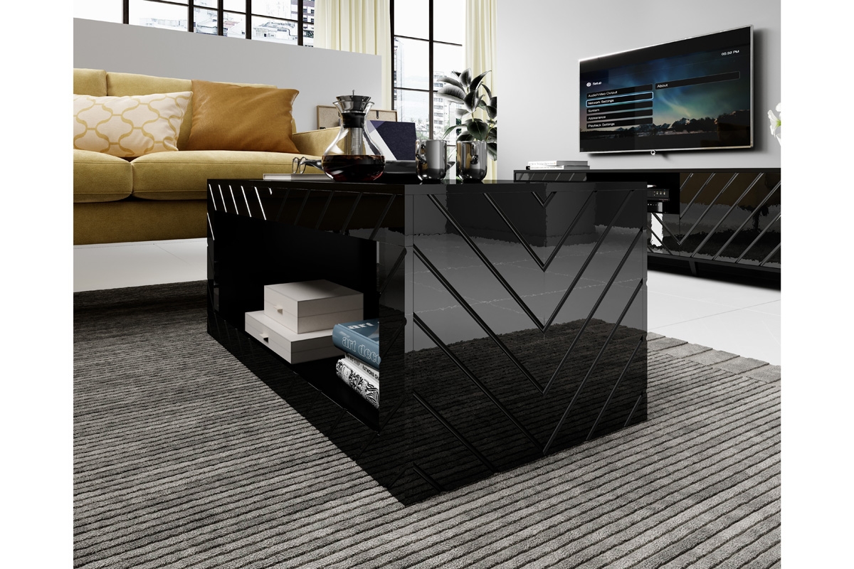 Konferenční stolek Parisja - černý lesk Kávový Stolek do obývacího pokoje