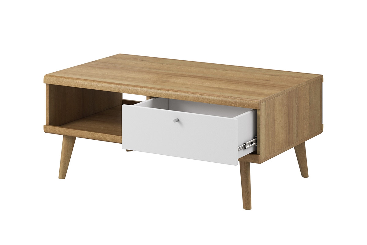 Konferenční stolek Promi 107x67 cm - bílý mat / dub riviera Konferenční stolek Promi - bílý mat / dub artisan