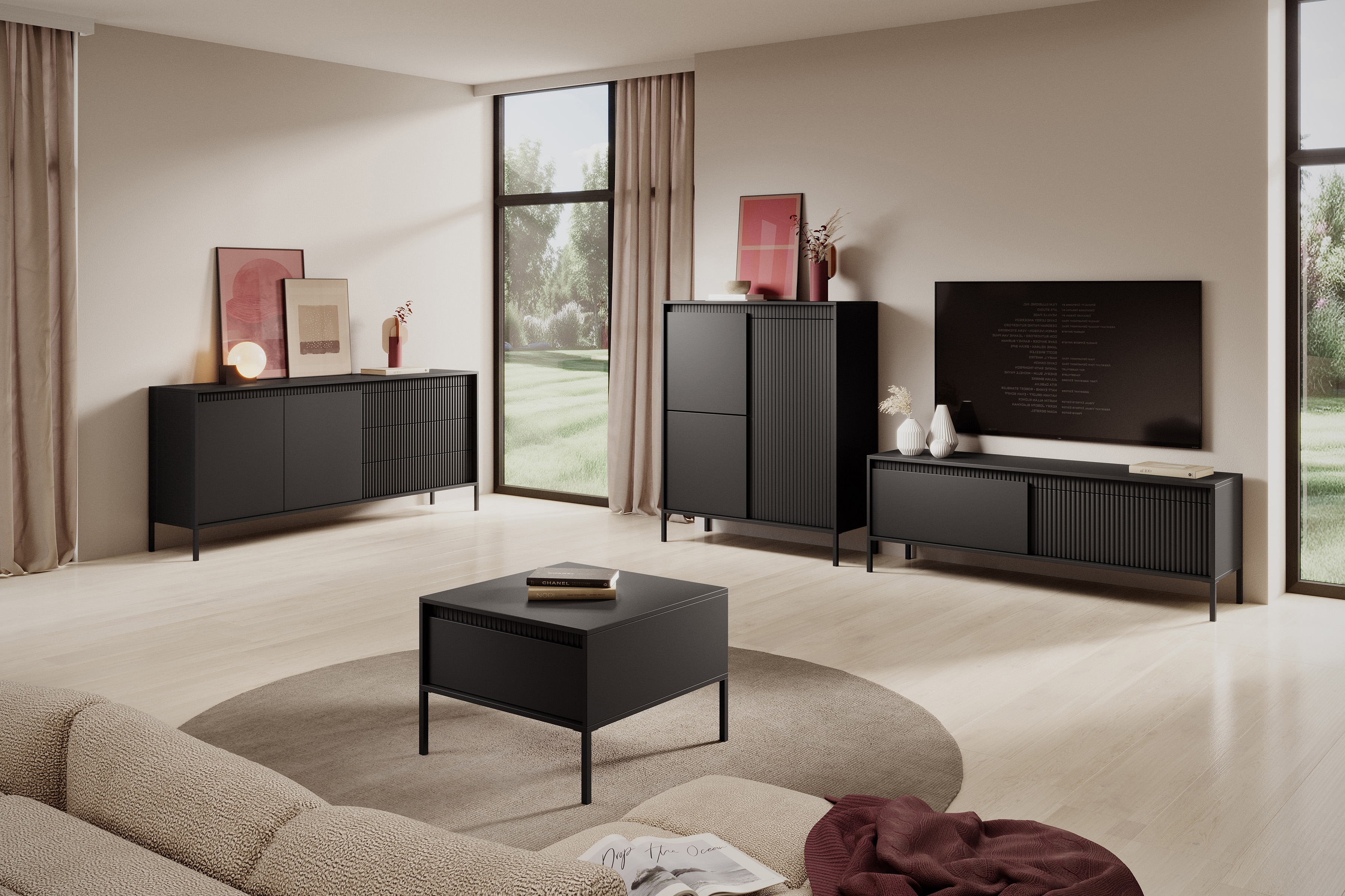 Konferenční stolek Sanos 68x68 cm - černá stolek kawowy Sanos z szuflada - 68x68 cm - černá