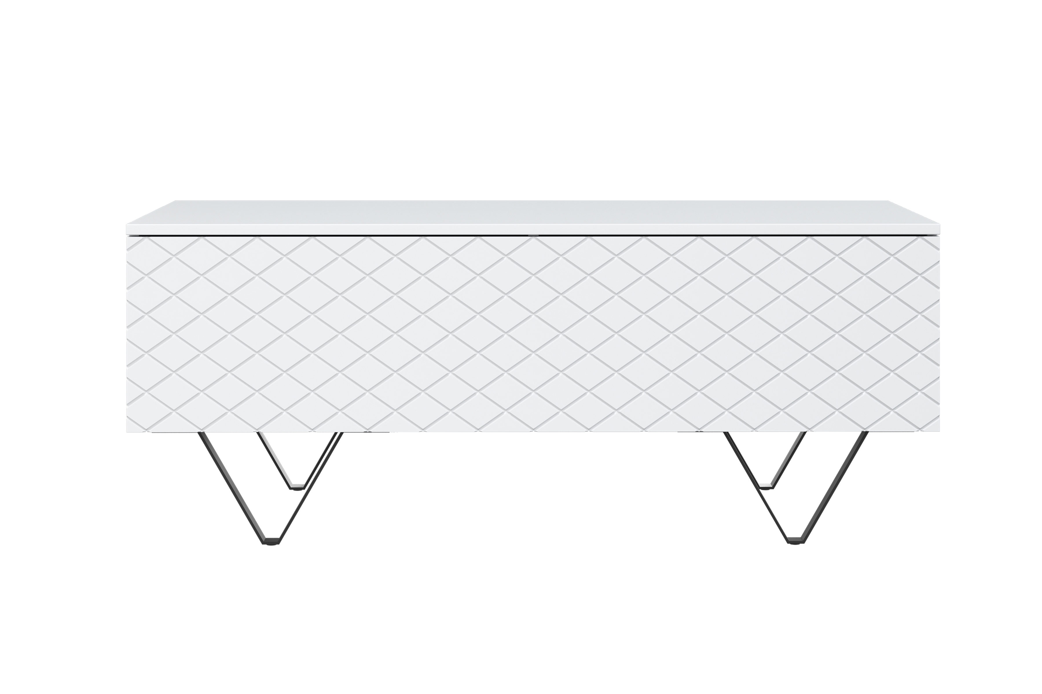 Konferenční stolek Scalia 120 2K s úložným prostorem - bílý mat / černé nohy stolek kawowy Scalia 120 2K s úložným prostorem - bílý mat / černá Nohy