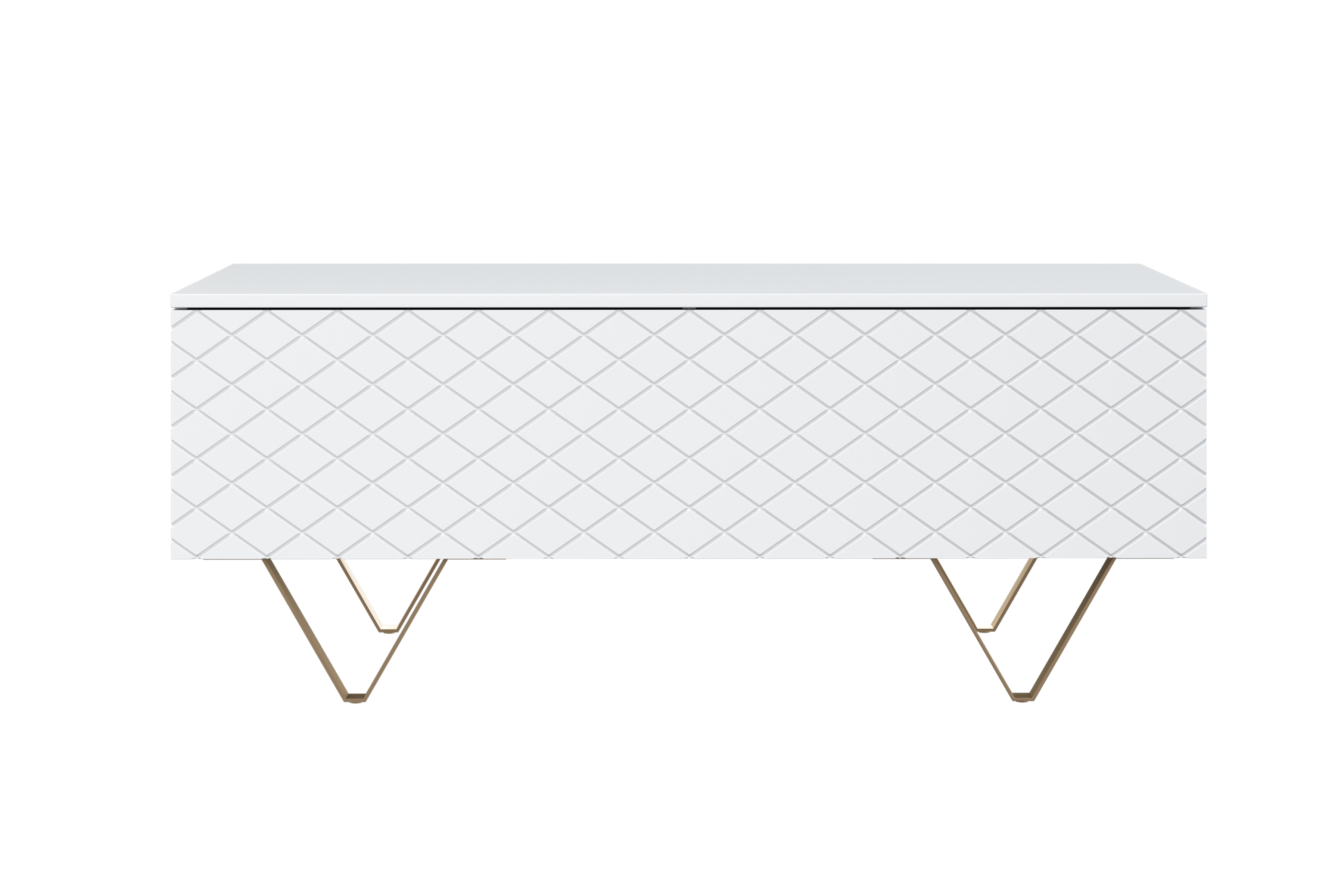 Konferenční stolek Scalia 120 2K s úložným prostorem - bílý mat / zlaté nohy stolek kawowy Scalia 120 2K s úložným prostorem - bílý mat / zlaté Nohy