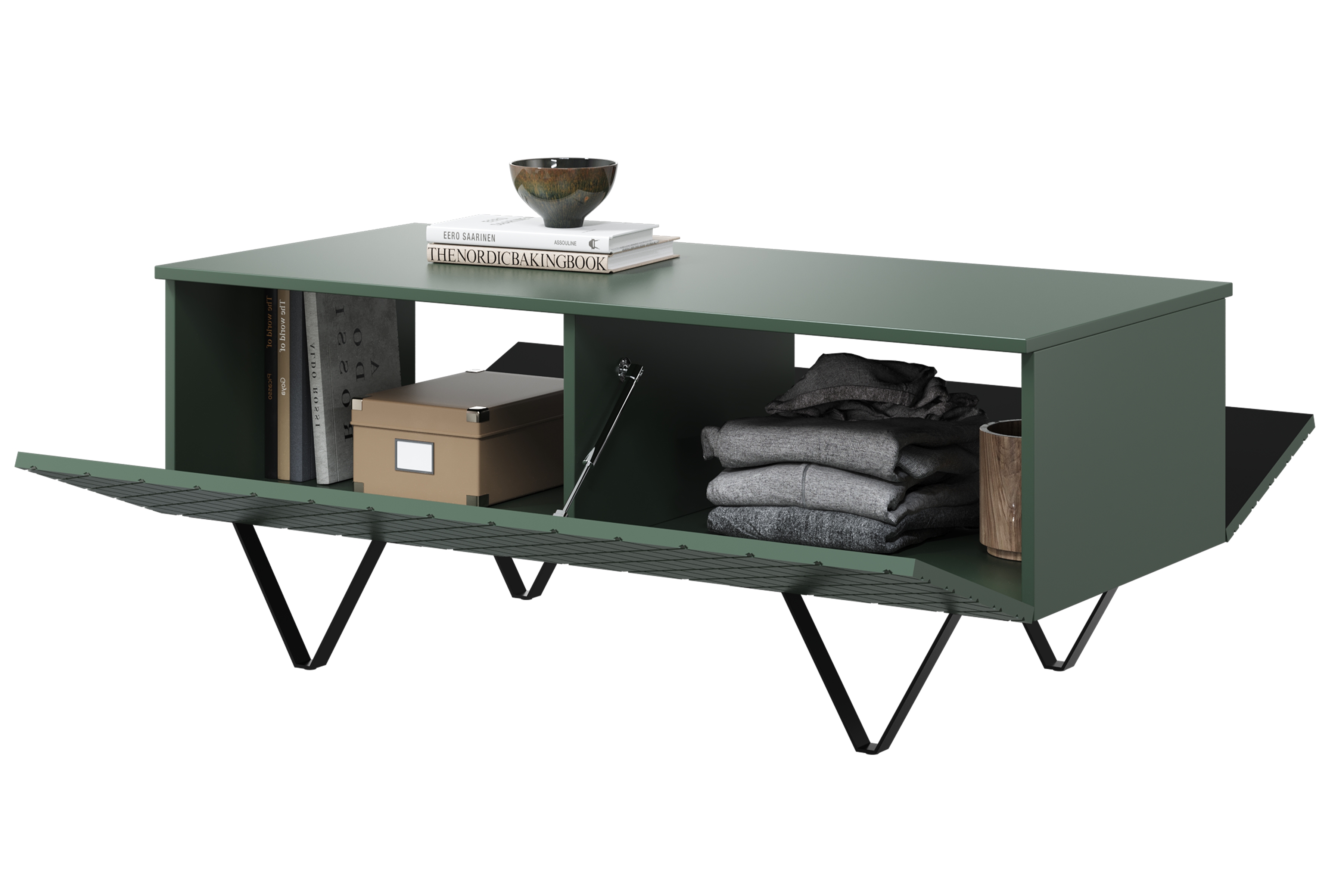 Konferenční stolek Scalia 120 2K s úložným prostorem - labrador mat / černé nohy stolek kawowy Scalia 120 2K s úložným prostorem - labrador mat / černá Nohy