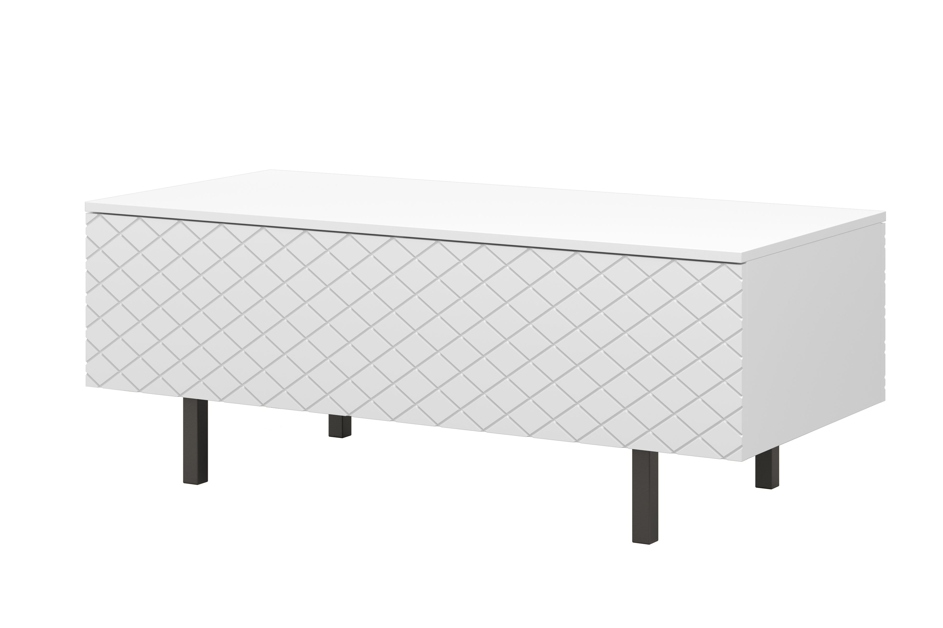 Konferenčný stolík Scalia II 120 2K s úložným priestorom - biely mat / čierny nožičky - Limitovaná ponuka Konferenčný stolík Scalia II 120 2K s úložným priestorom - biely mat / čierny nožičky