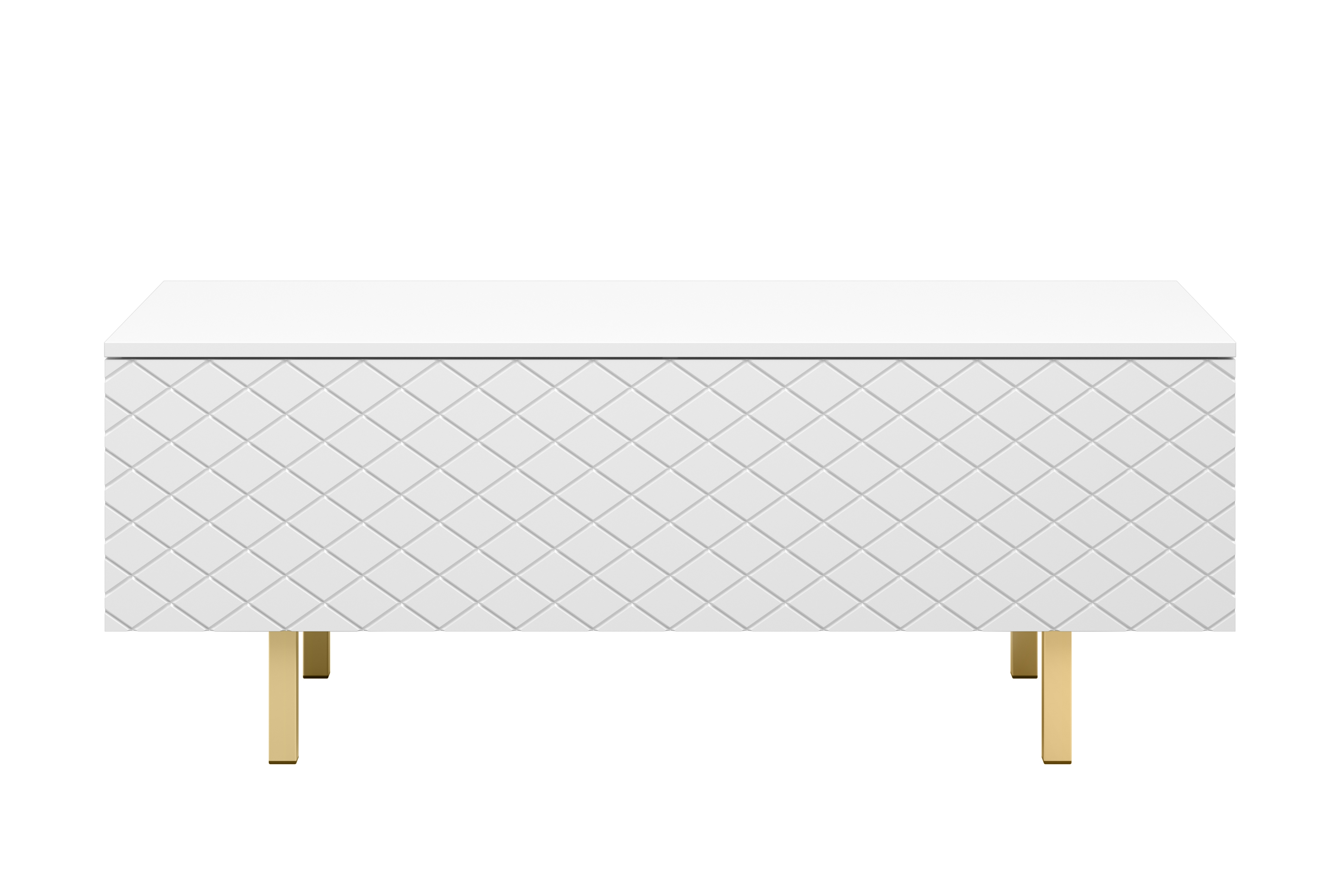 Konferenčný stolík Scalia II 120 2K s úložným priestorom - biely mat / zlaté nožičky - Limitovaná ponuka Konferenčný stolík Scalia II 120 2K s úložným priestorom - biely mat / zlote nožičky