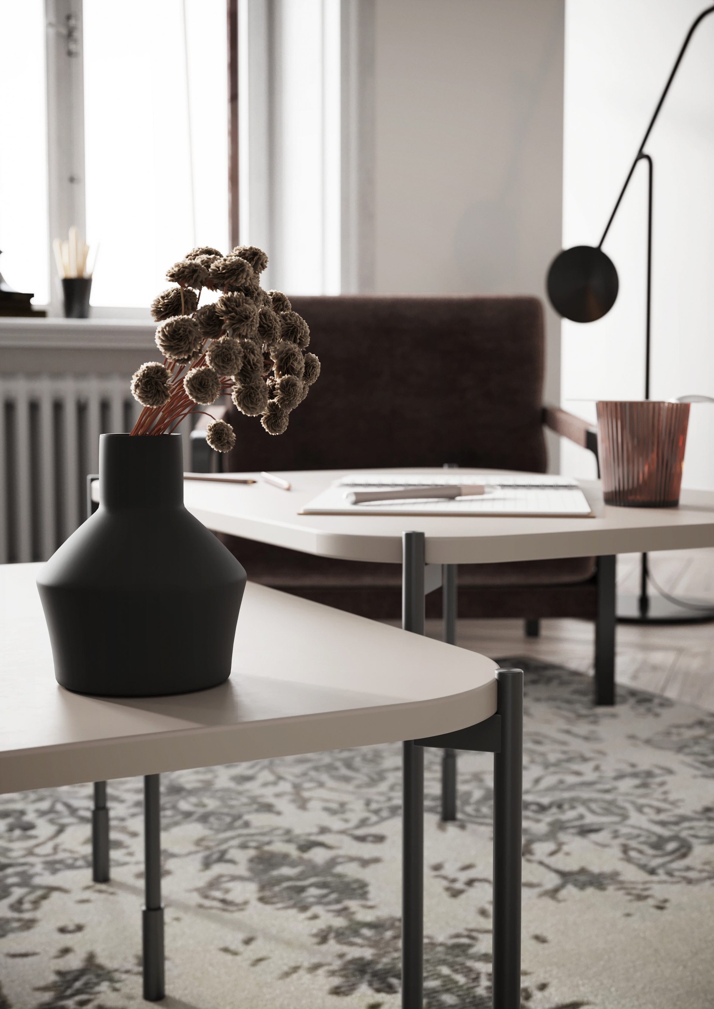 Konferenční stolek Sonatia 70x50 cm - kašmír stolek kawowy Sonatia 70 cm prostokatny na kovových nohách - kašmír