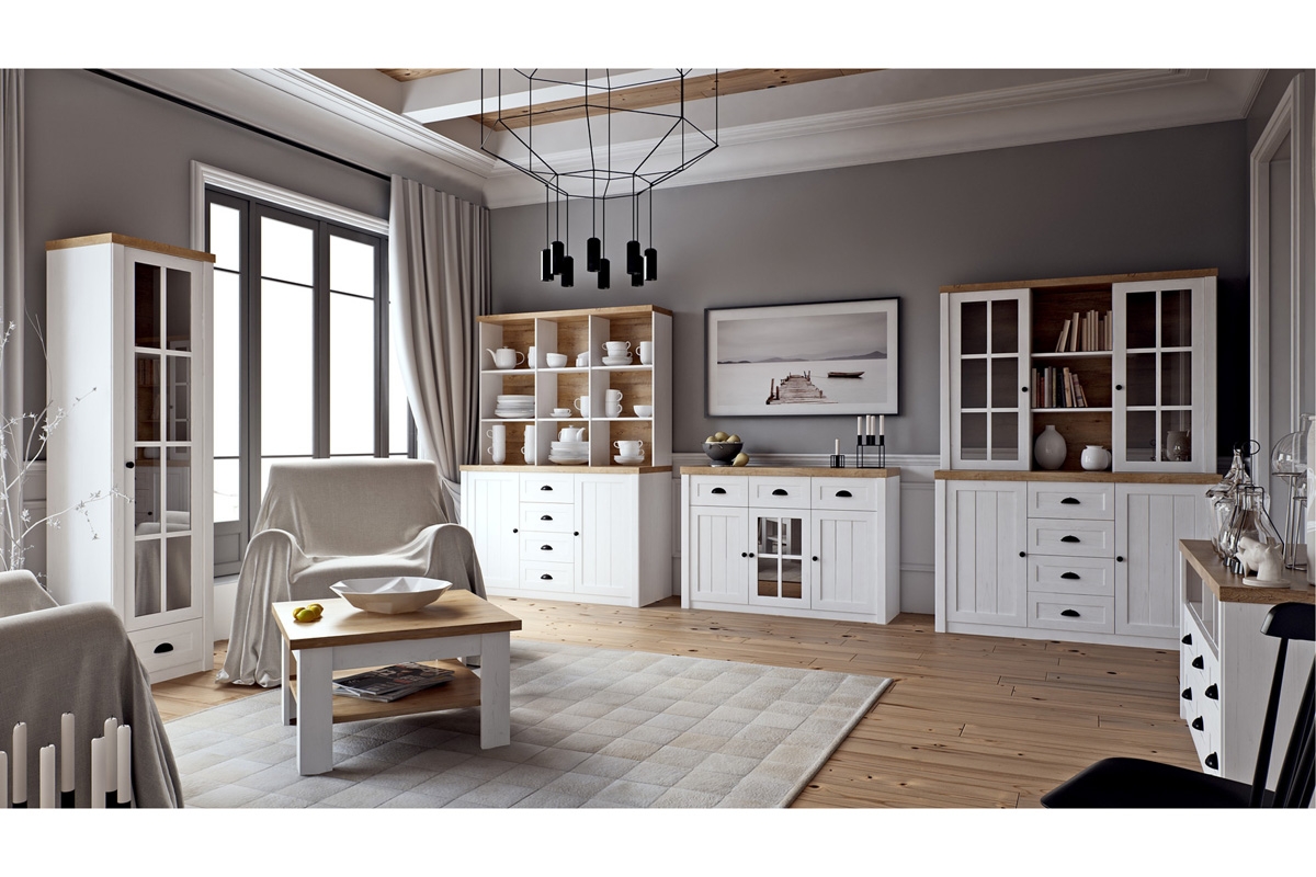 Stolík kawowy Prowansja 70 cm - Borovica andersen/Dub Lefkas kolekcia nábytku Prowansja - vizualizácia 1