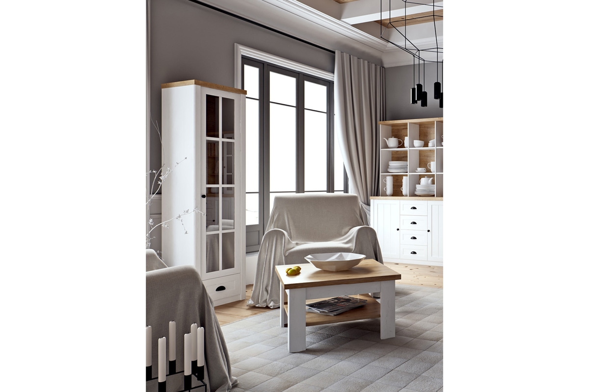 Stolík kawowy Prowansja 70 cm - Borovica andersen/Dub Lefkas kolekcia nábytku Prowansja - vizualizácia 2