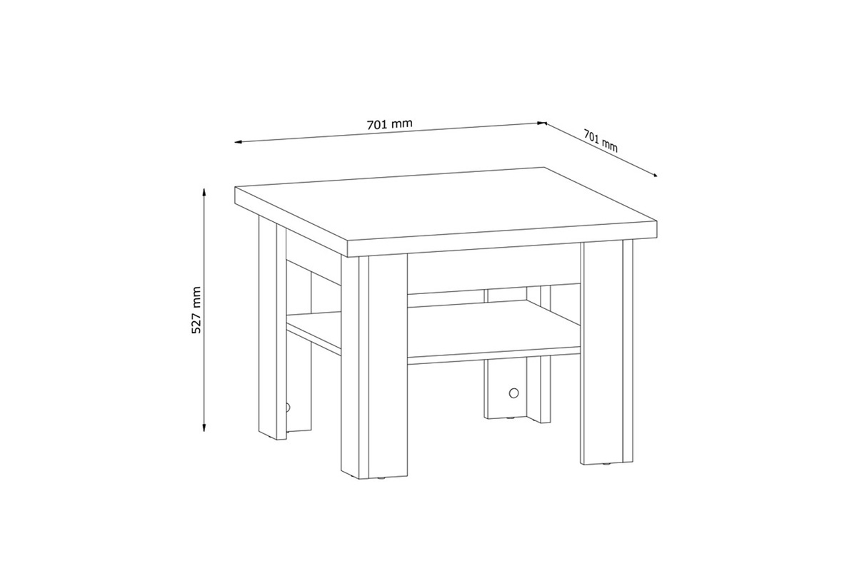Stolík kawowy Prowansja 70 cm - Borovica andersen/Dub Lefkas Konferenčný stolík ST Prowansja - szkic z wymiarami 