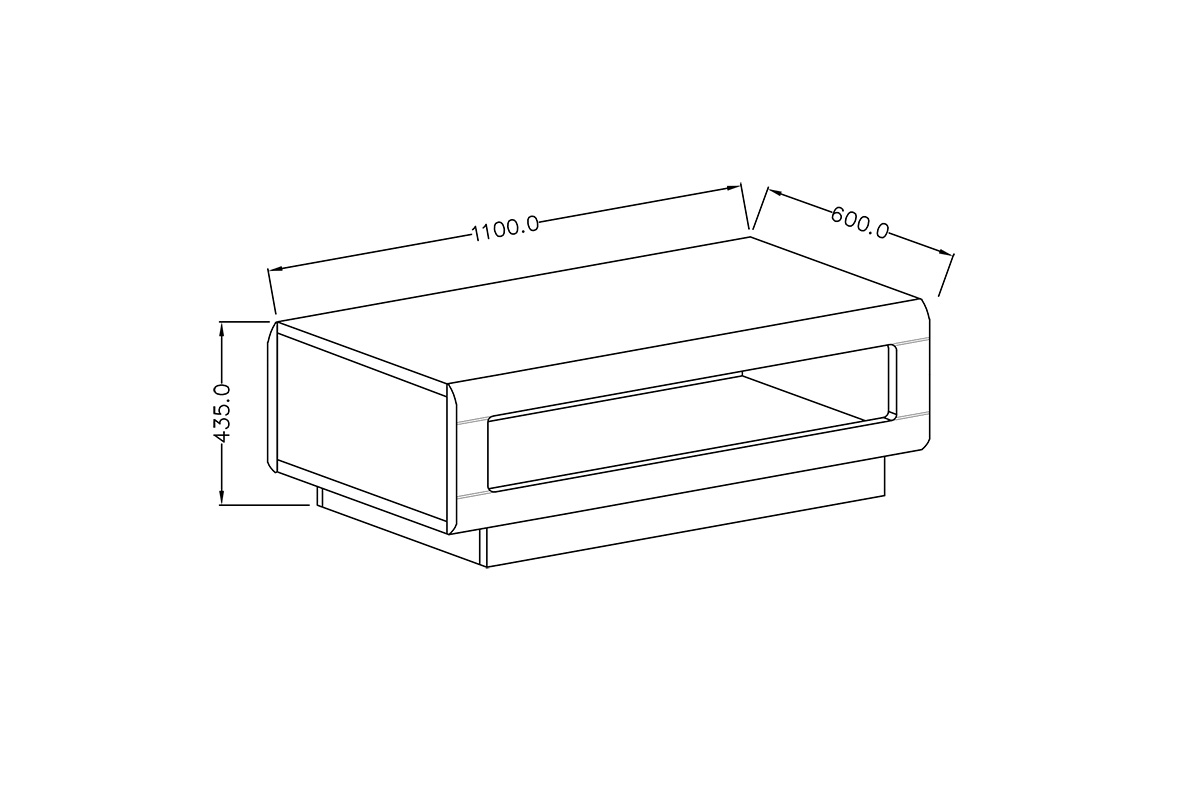 Konferenční stolek Tulsa 99 - 110 cm - bílá / bílý lesk Konferenční stolek Tulsa 99 - Bílá / bílý lesk - Rozměry