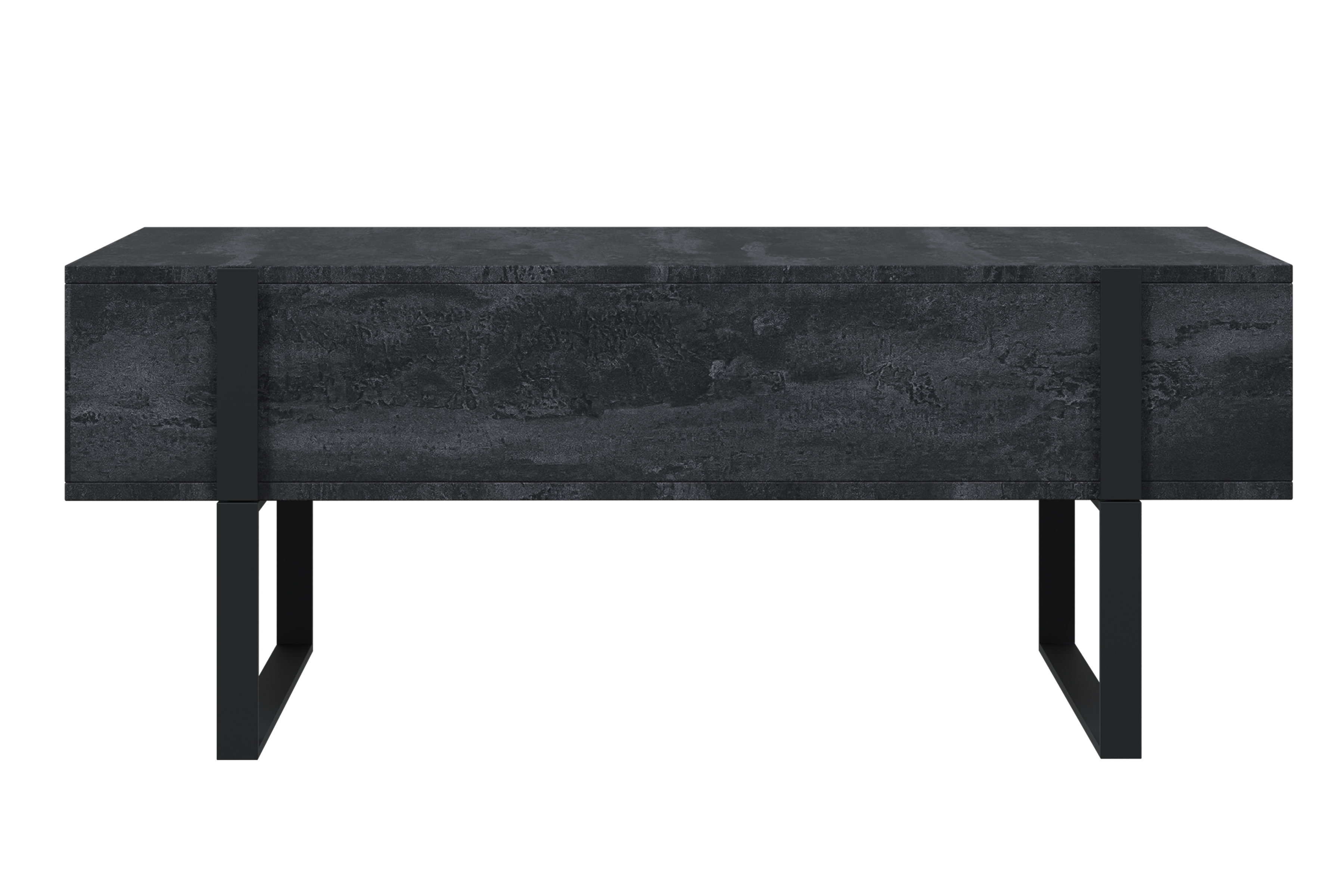 Konferenčný stolík Verica 120 cm so zásuvkami a kovovými nožičkami - čierny betón / čierne nožičky Konferenčný stolík Verica so zásuvkami i metalowymi nogami 120 cm - Čierny beton / čierny nozki