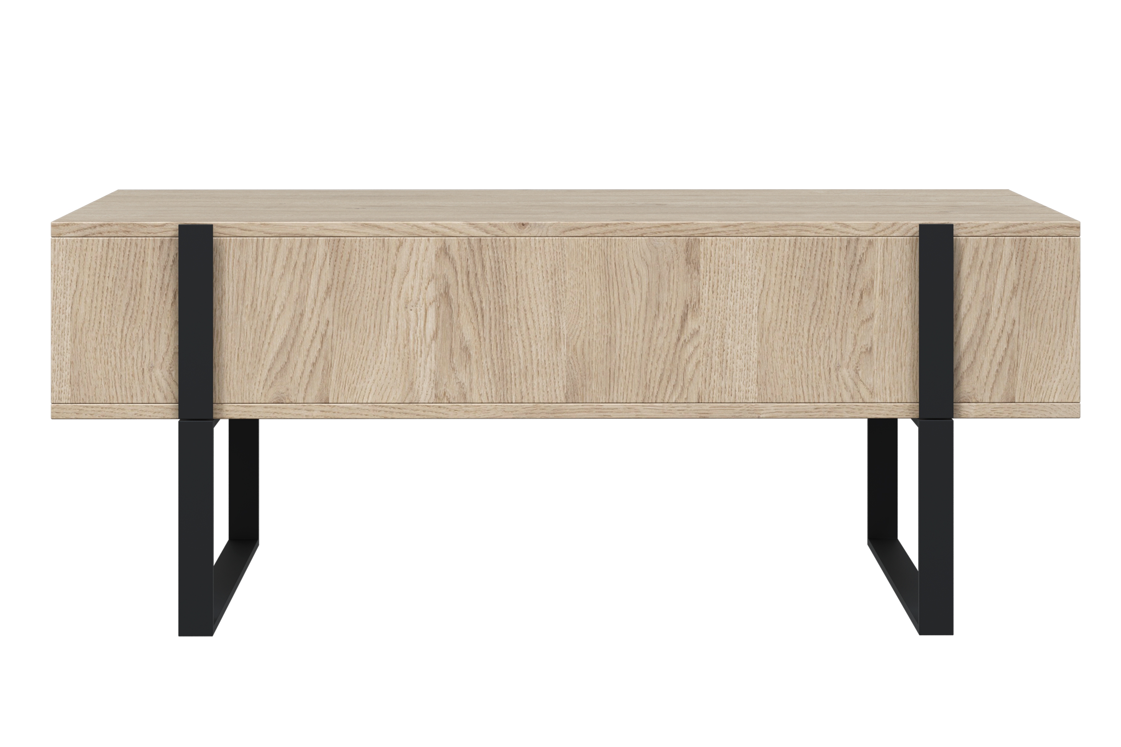 Konferenčný stolík Verica so zásuvkami 120 cm - dub piškótový / čierne nožičky Konferenčný stolík Verica so zásuvkami i metalowymi nogami 120 cm - Dub biszkoptowy / čierny nozki