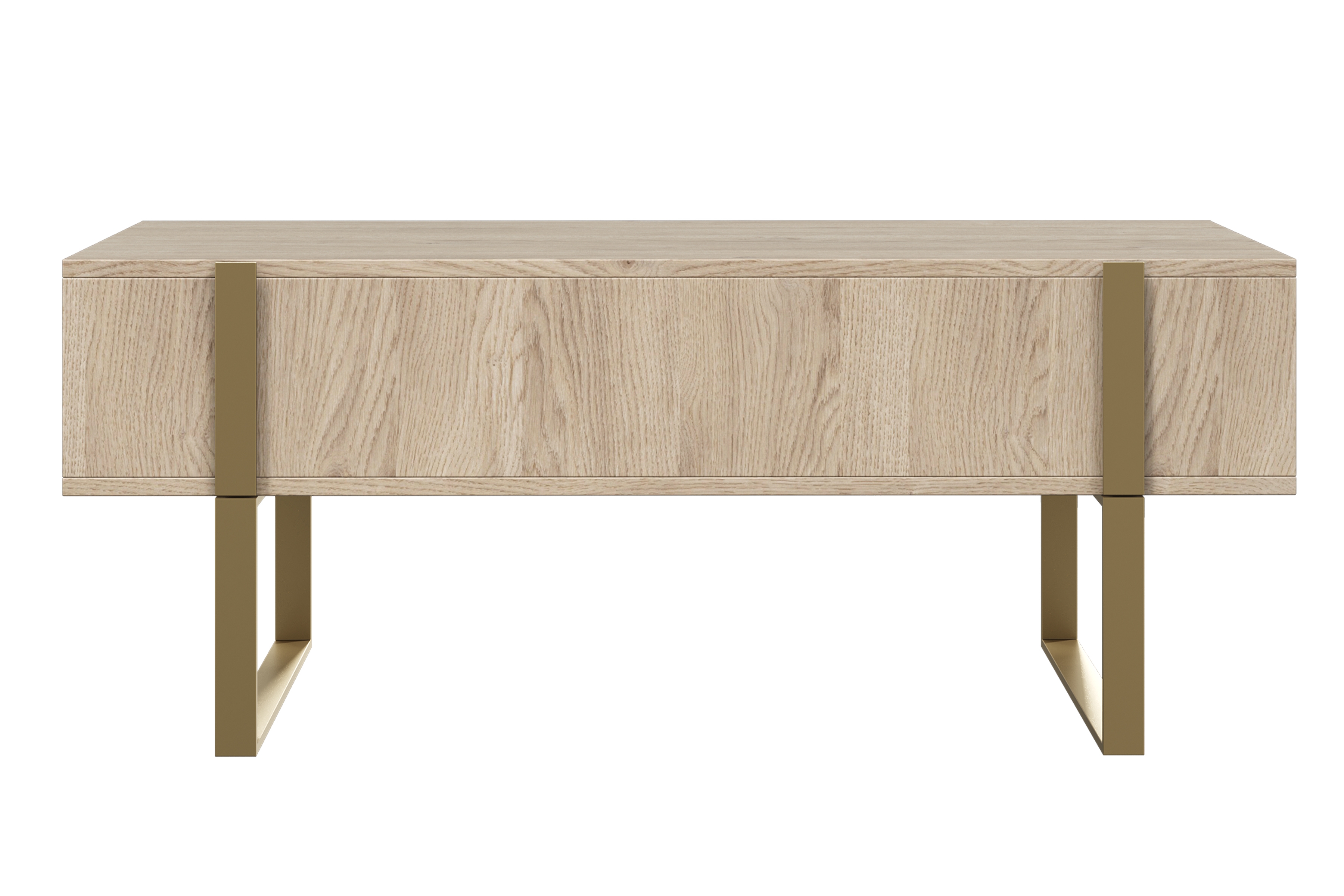 Konferenčný stolík Verica so zásuvkami 120 cm - dub piškótový / zlaté nožičky Konferenčný stolík Verica so zásuvkami i metalowymi nogami 120 cm - Dub biszkoptowy / zlote nozki