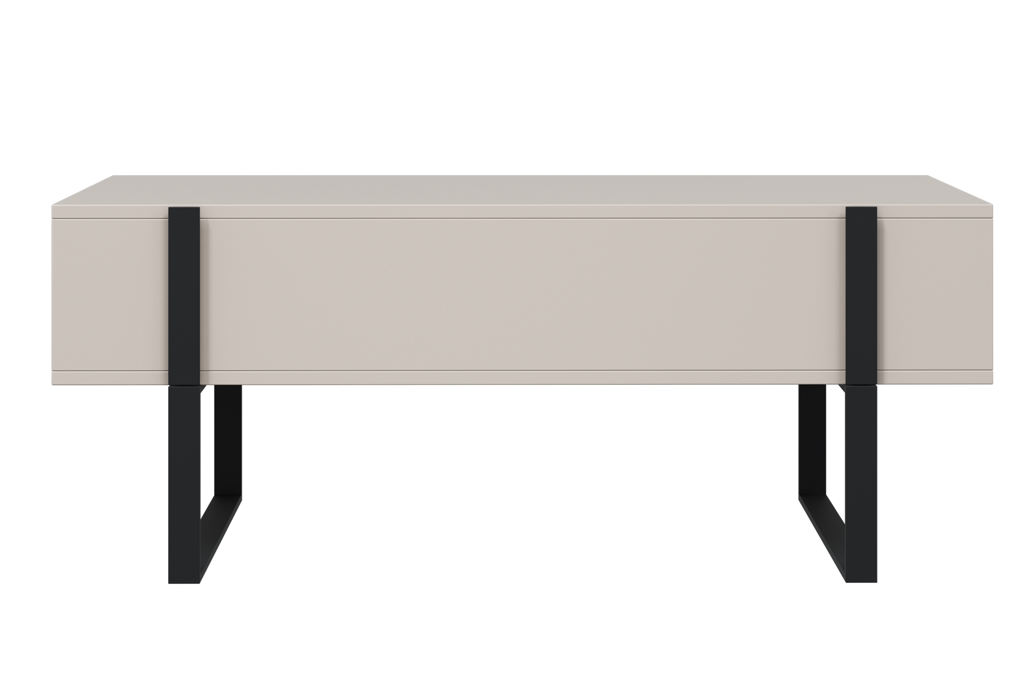 Konferenčný stolík Verica 120 cm so zásuvkami a kovovými nožičkami - kašmír / čierne nožičky - Limitovaná ponuka Konferenčný stolík Verica so zásuvkami i metalowymi nogami 120 cm - kašmír / čierny nozki