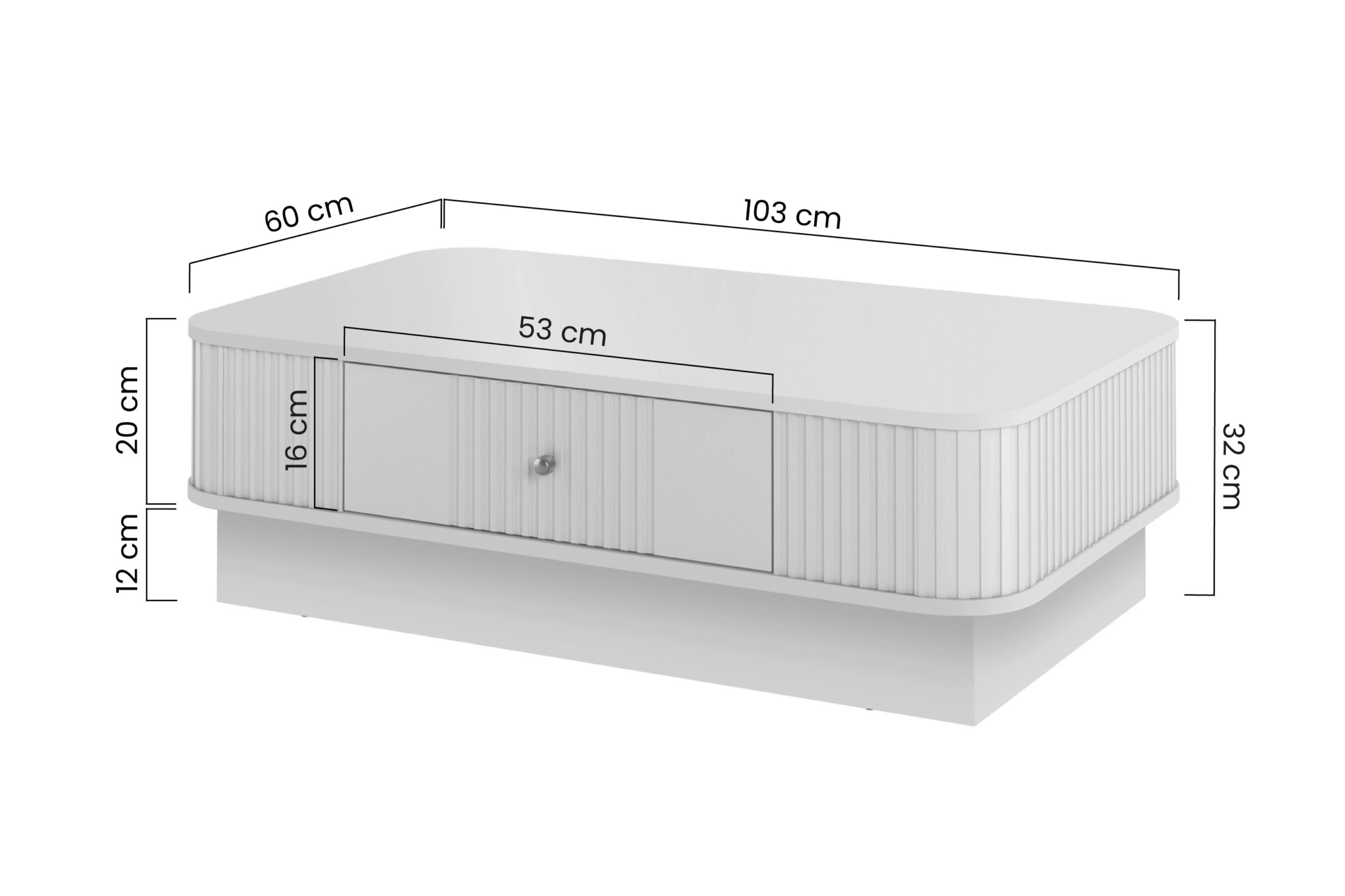 Konferenčný stolík Vespera 103x60 cm na sokli - čierna Stolík kawowy z szuflada Vesper 103x60 cm - Čierny / Čierny Úchytka