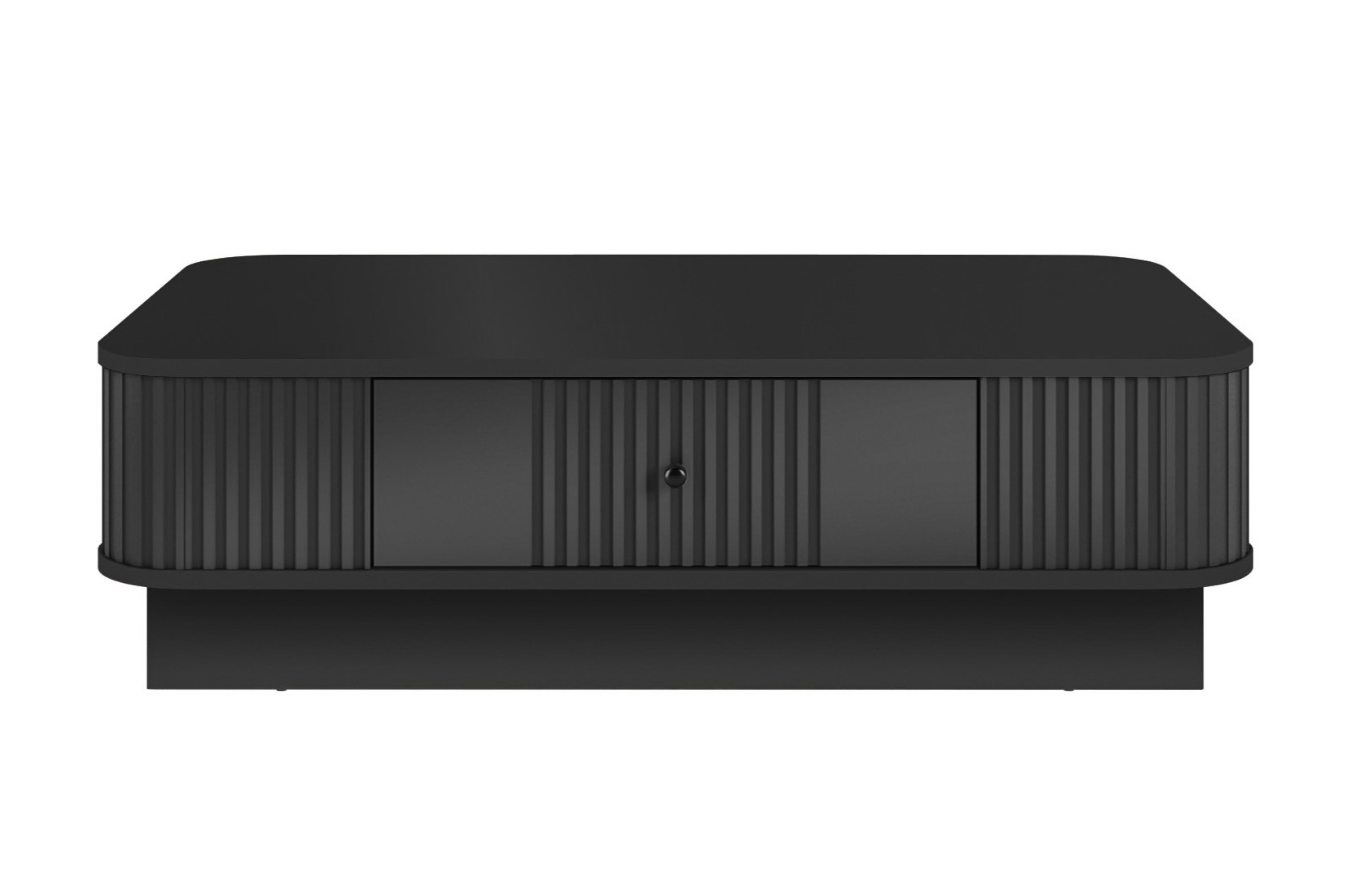 Konferenčný stolík Vespera 103x60 cm na sokli - čierna Stolík kawowy z szuflada Vesper 103x60 cm - Čierny / Čierny Úchytka