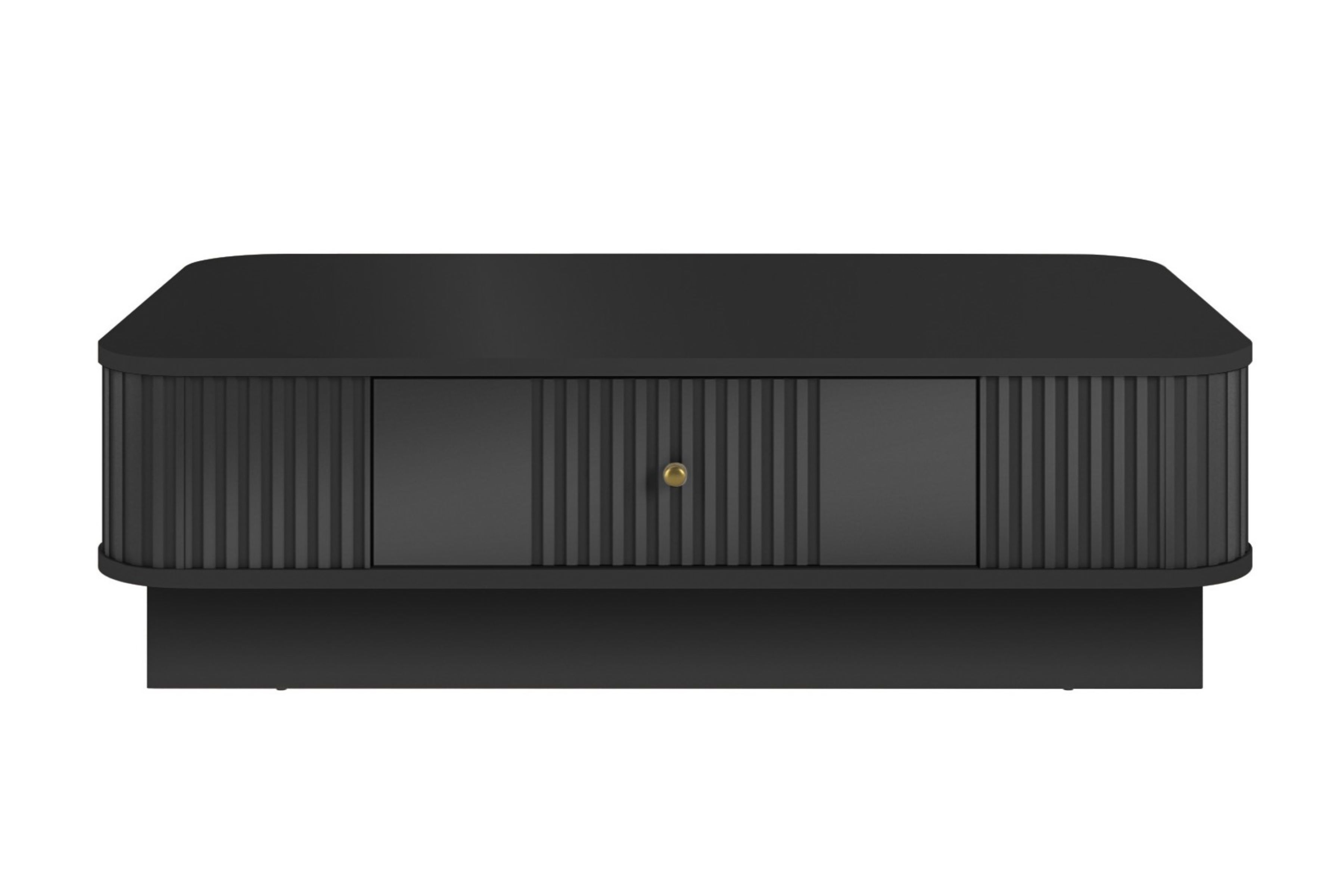 Konferenčný stolík Vespera 103x60 cm na sokli - čierna / zlatá Stolík kawowy z szuflada Vesper 103x60 cm - Čierny / zlaté Úchytka