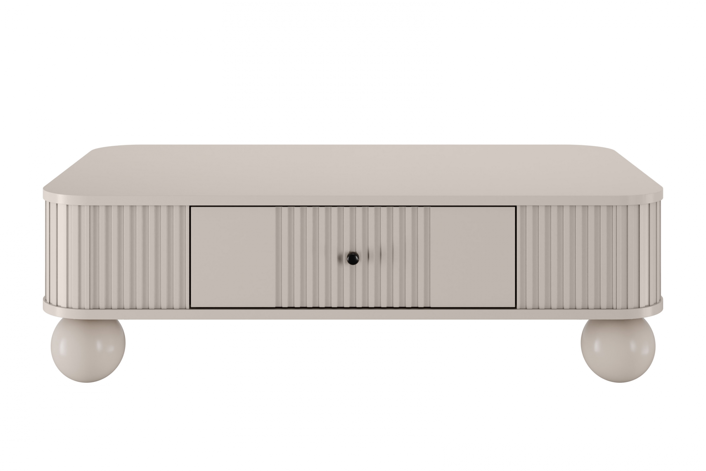 Konferenčný stolík Vespera 103x60 cm - kašmírová / čierna / kašmírové nohy Konferenčný stolík z szuflada Vesper 103x60 cm - kašmír / čierny úchyty