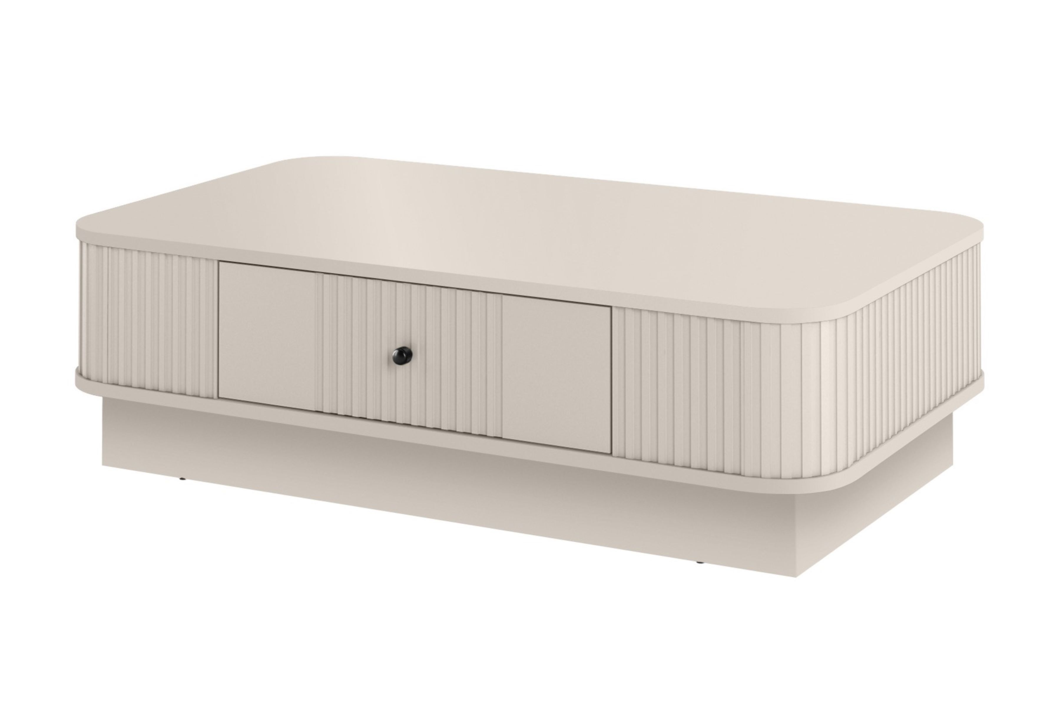 Konferenčný stolík Vespera 103x60 cm na sokli - kašmírová / čierna Stolík kawowy z szuflada Vesper 103x60 cm - kašmír / Čierny Úchytka