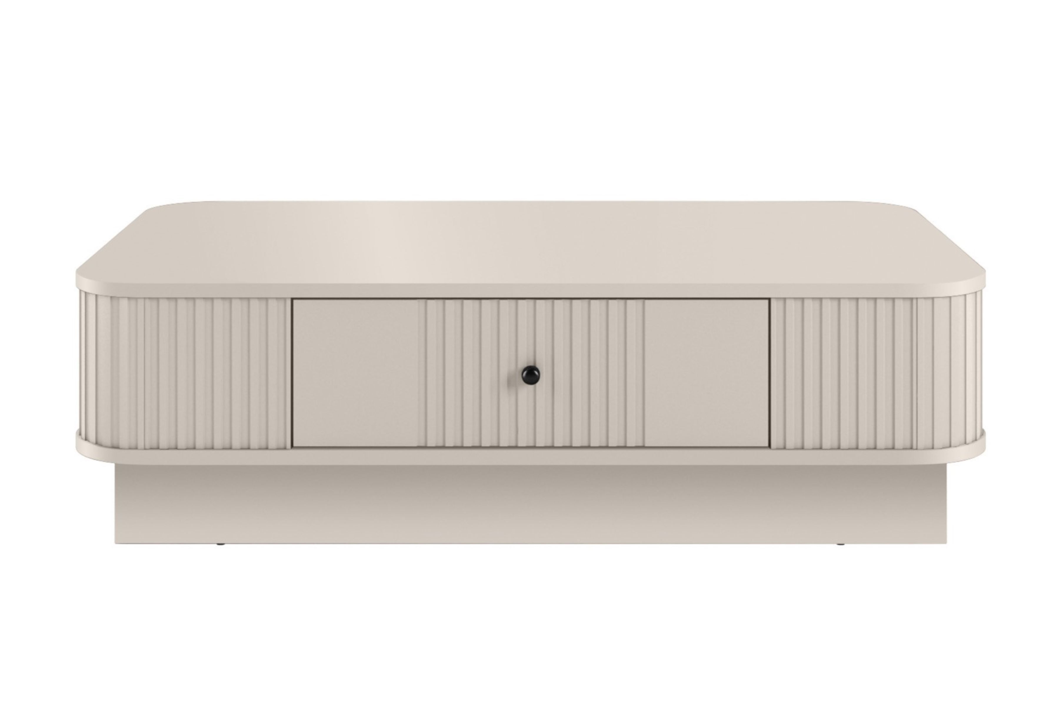 Konferenčný stolík Vespera 103x60 cm na sokli - kašmírová / čierna Stolík kawowy z szuflada Vesper 103x60 cm - kašmír / Čierny Úchytka