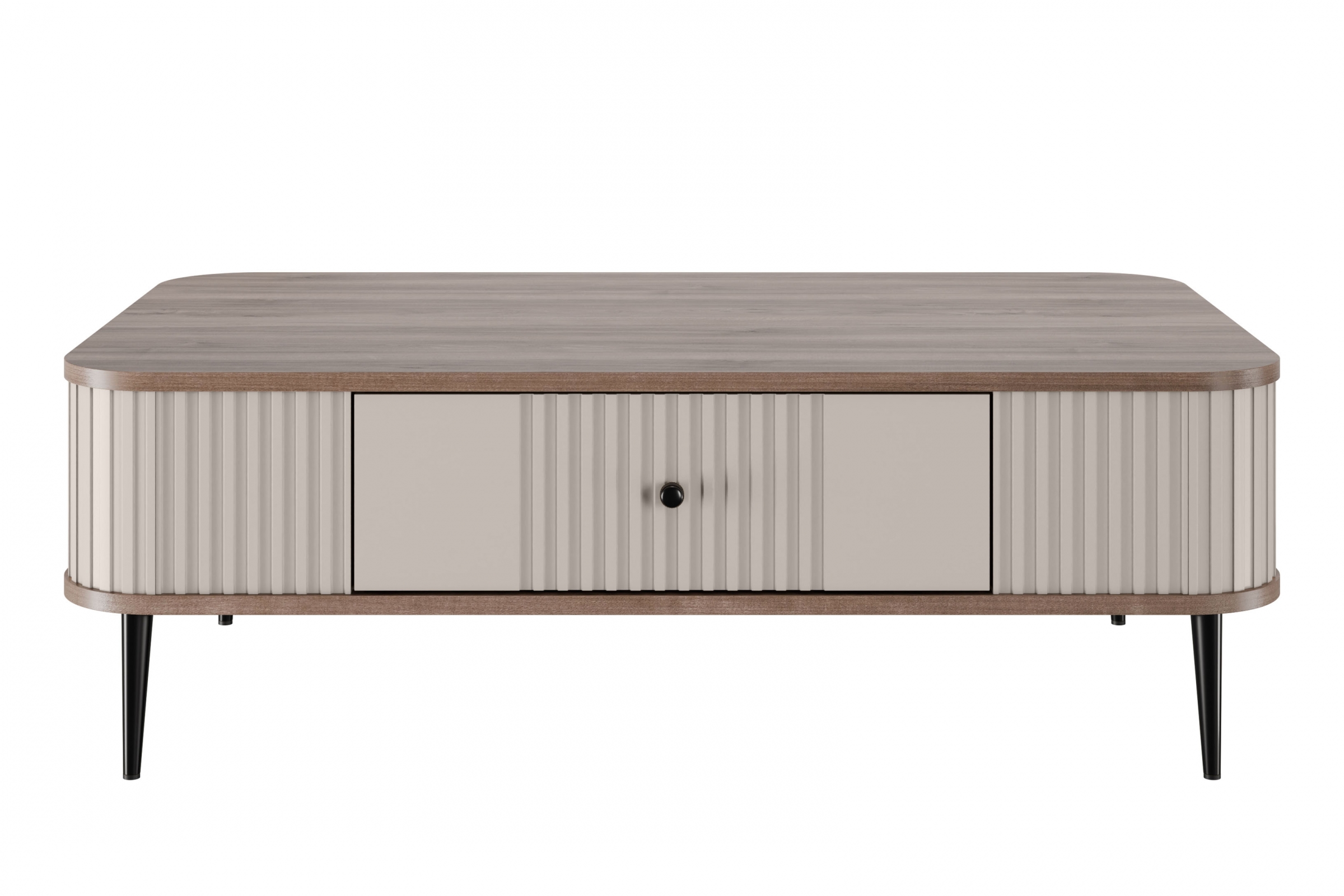 Konferenčný stolík Vespera 103x60 cm - kašmírová / orech / čierne nožičky Konferenčný stolík z szuflada Vesper 103x60 cm - kašmír / Orech / čierny nožičky