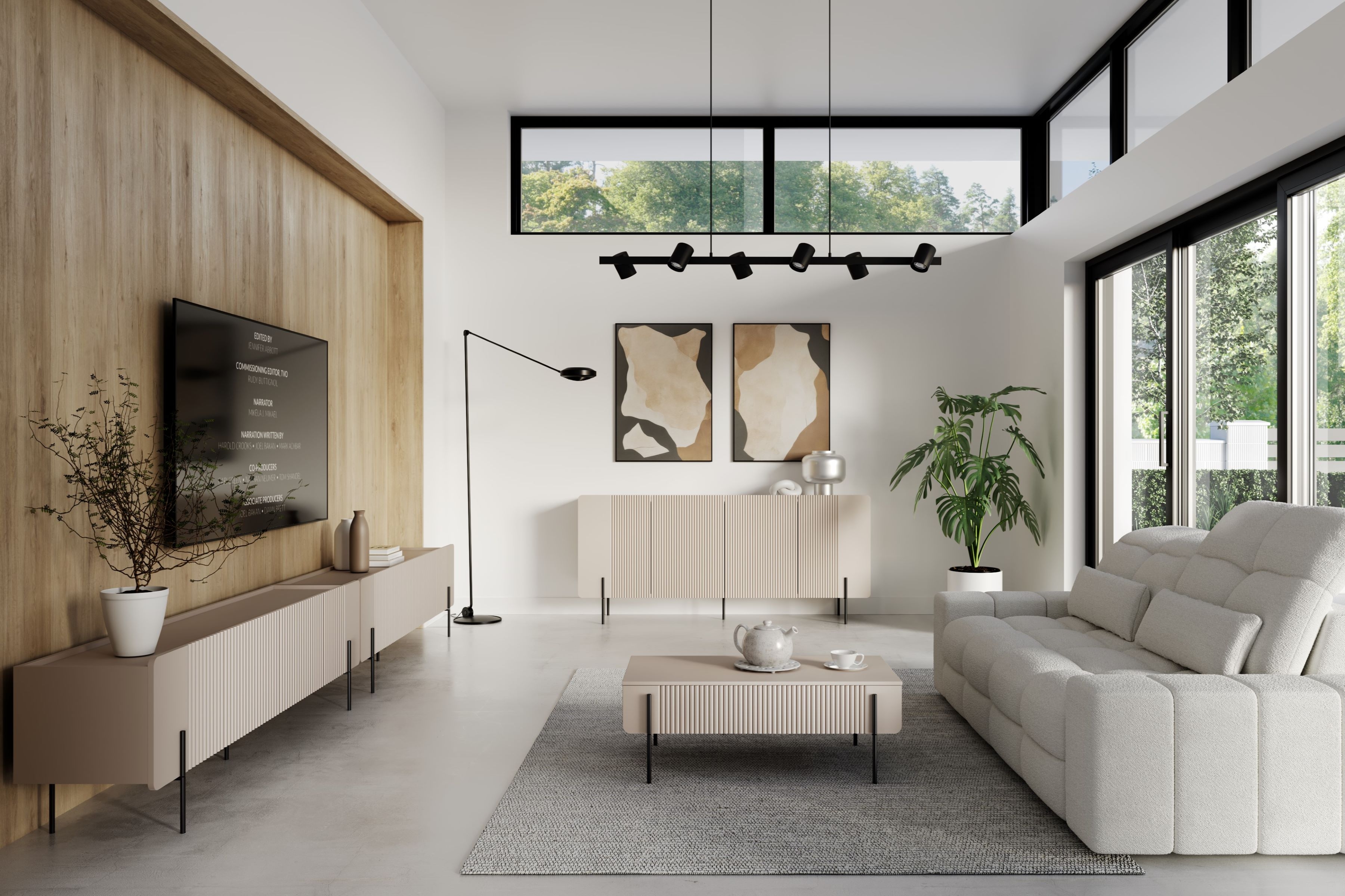 Konferenční stolek Malmi 100 cm se zásuvkami - kašmírová / černé nožky stolek kawowy se zásuvkami Malmi 100 cm - kašmír / černá nozki