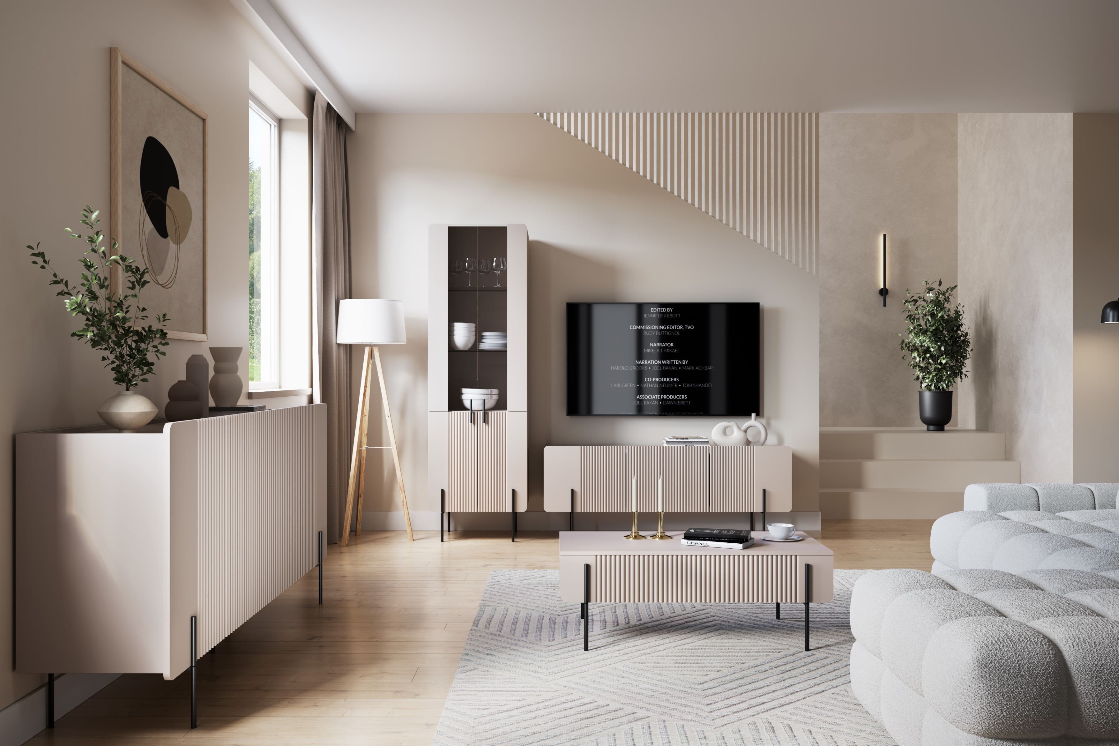 Konferenční stolek Malmi 100 cm se zásuvkami - kašmírová / černé nožky stolek kawowy se zásuvkami Malmi 100 cm - kašmír / černá nozki