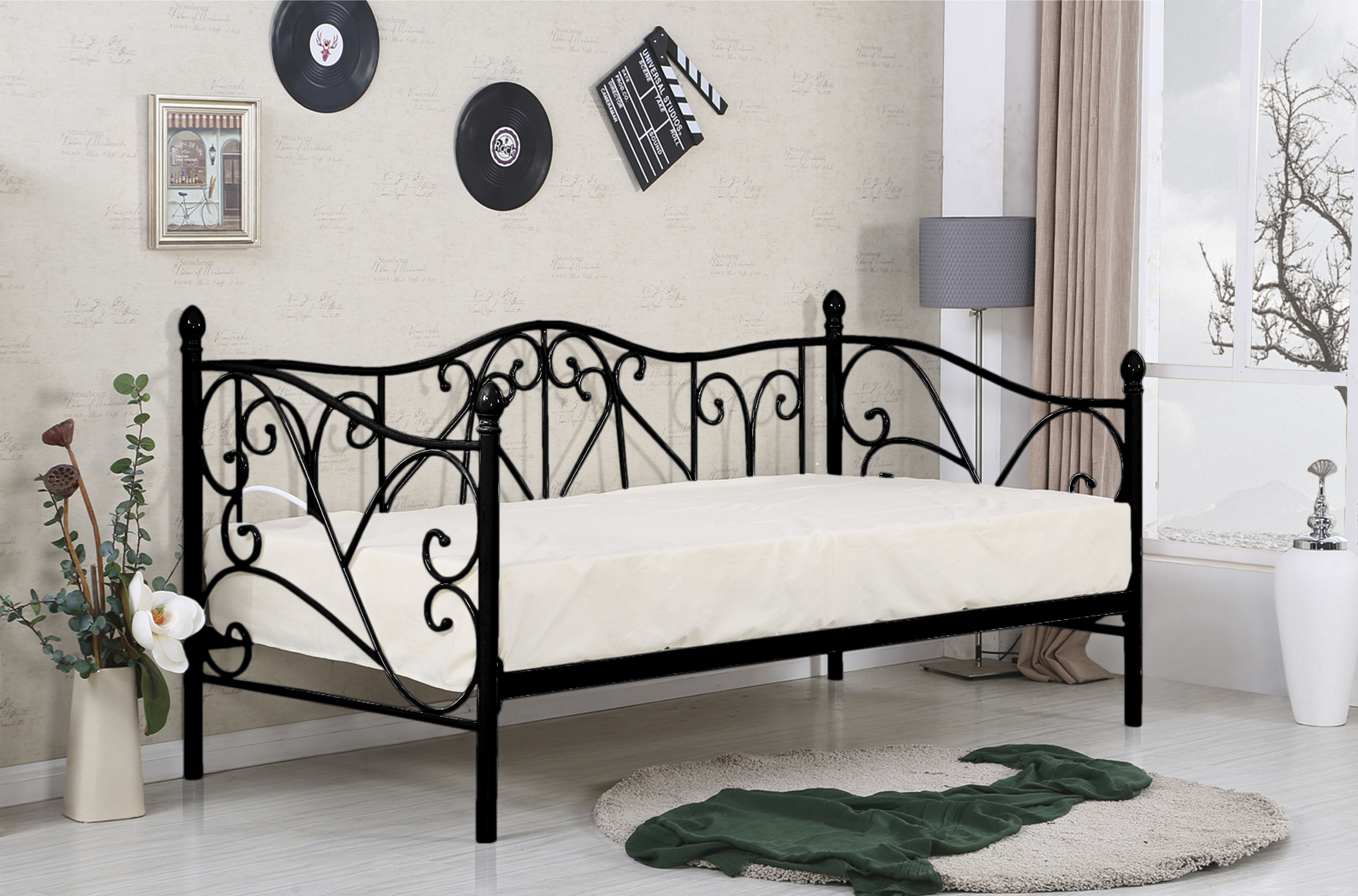 Sumatra hálószobai ágy - 90x200 cm - fekete sumatra postel černá (1p=1ks.)
