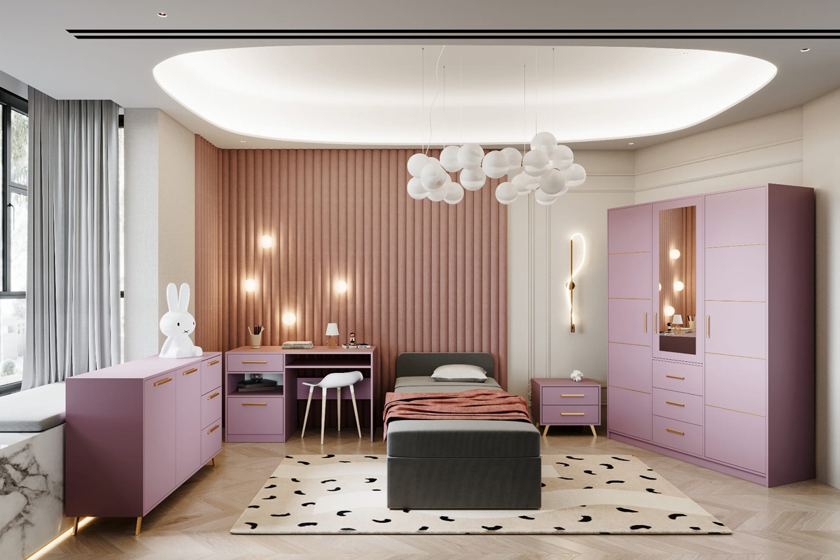 Písací stôl Bali 125 cm - slivka Písací stôl dzieciece z szuflada Bali 125 cm - sliwka 