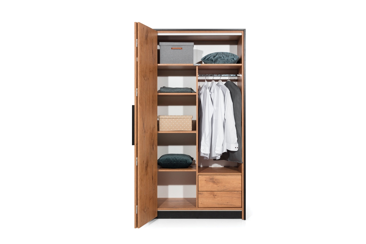 Skříň Loft 2D se shrnovacími dveřmi levá  Skříň s policemi 