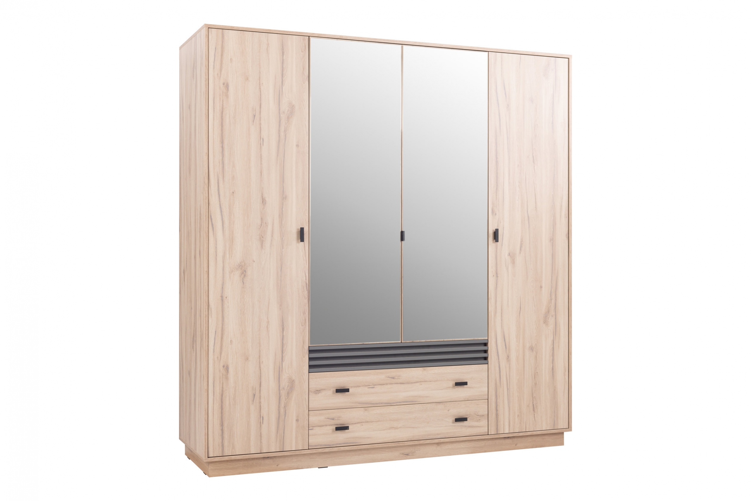 Šatní skříň Allmo AL16 200 cm se zrcadlem - dub estana / antracit skříň Allmo AL16 - 200 cm z zrcadlem - dub estana / antracitová